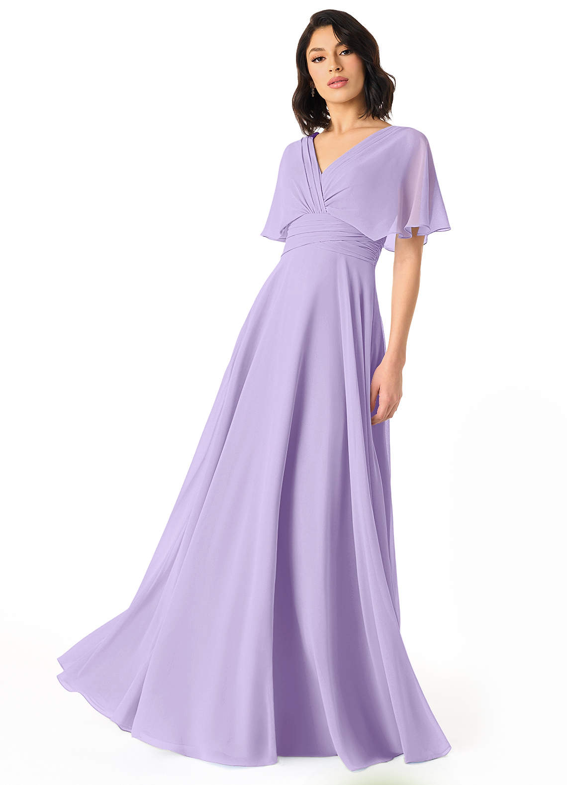 Pamela A-Line V-Neck Chiffon Bridesmaid Dress in Lilac