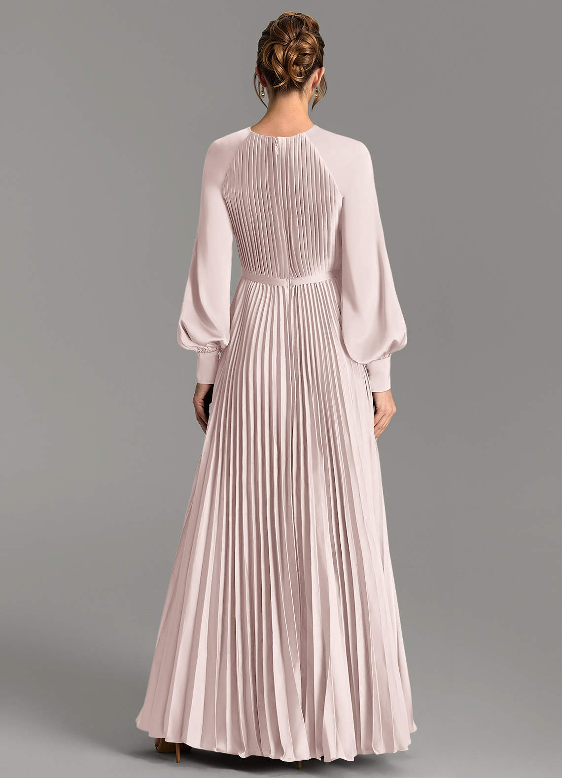 Grayson A-Line Scoop-Neck Stretch Satin Bridesmaid Dress in Blushing Pink
