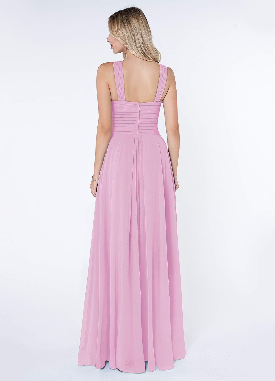Kaleigh A-Line Halter Chiffon Bridesmaid Dress in candy pink