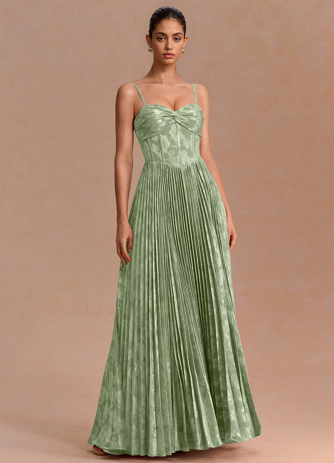 Delfina A-Line Twisted-Bust Fil Coupé Evening Dress in Lilac
