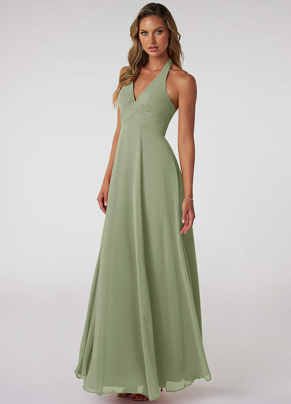 Tessie A-Line V-Neck Chiffon Bridesmaid Dress in Pistachio