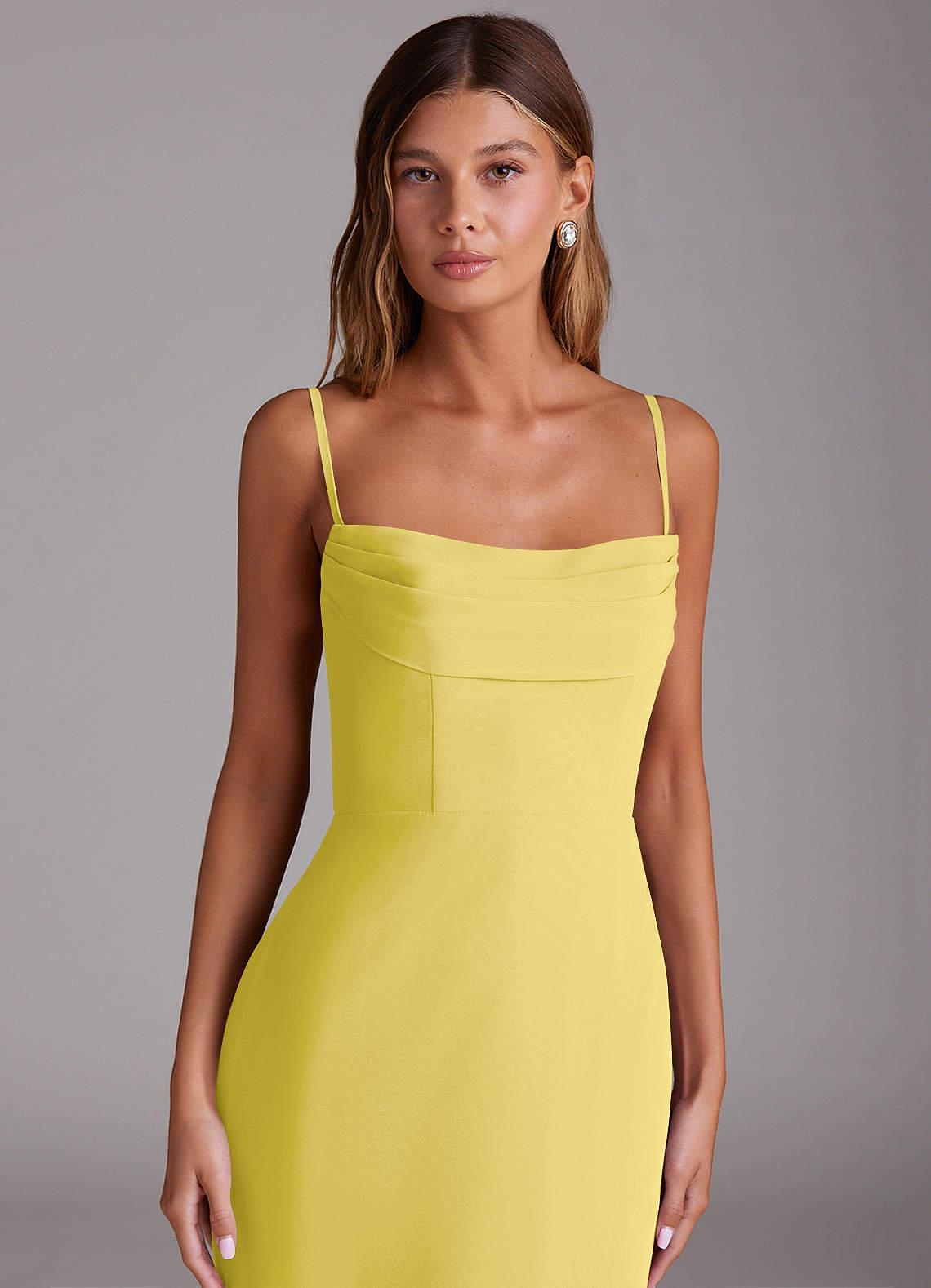 Saige A-Line Off-the-Shoulder Chiffon Bridesmaid Dress in Canary