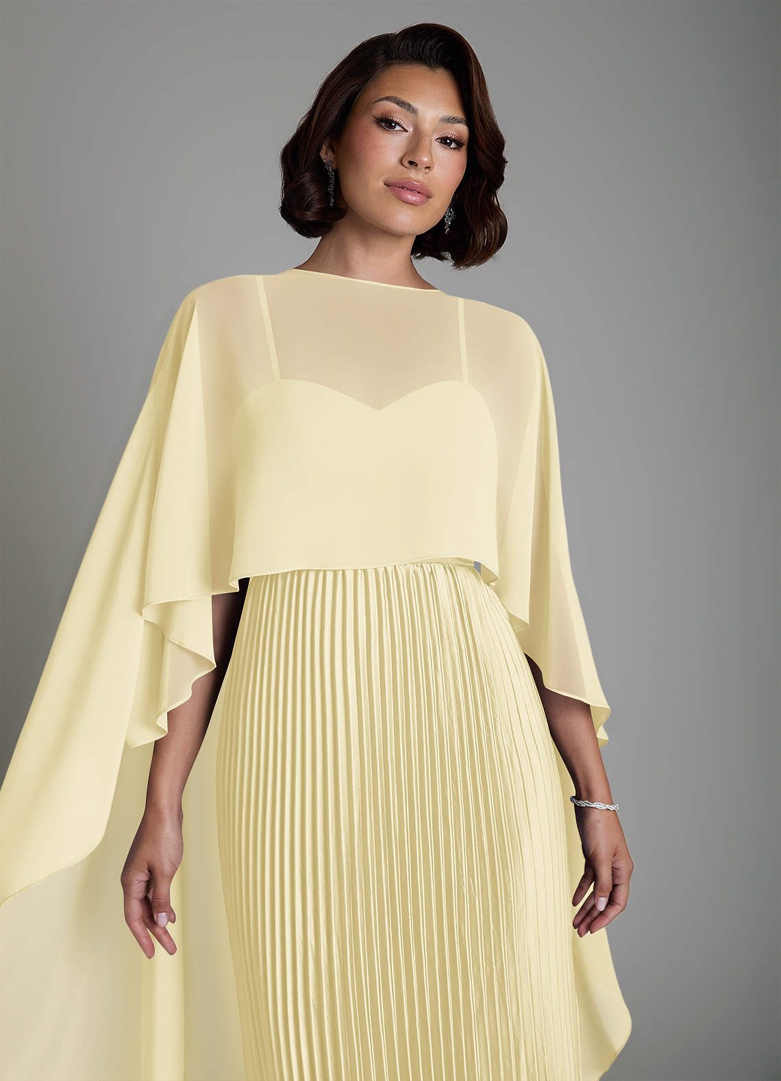 Micah A-Line Sweetheart Stretch Satin and Chiffon Bridesmaid Dress in Lemon Sorbet