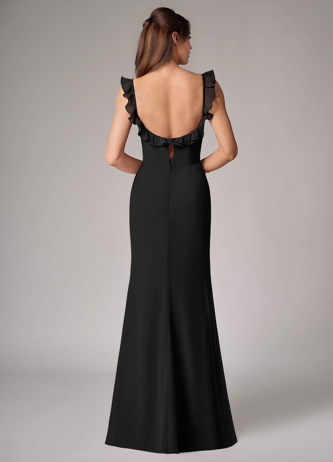 Callie Mermaid Scoop-Neck Chiffon Bridesmaid Dress in black