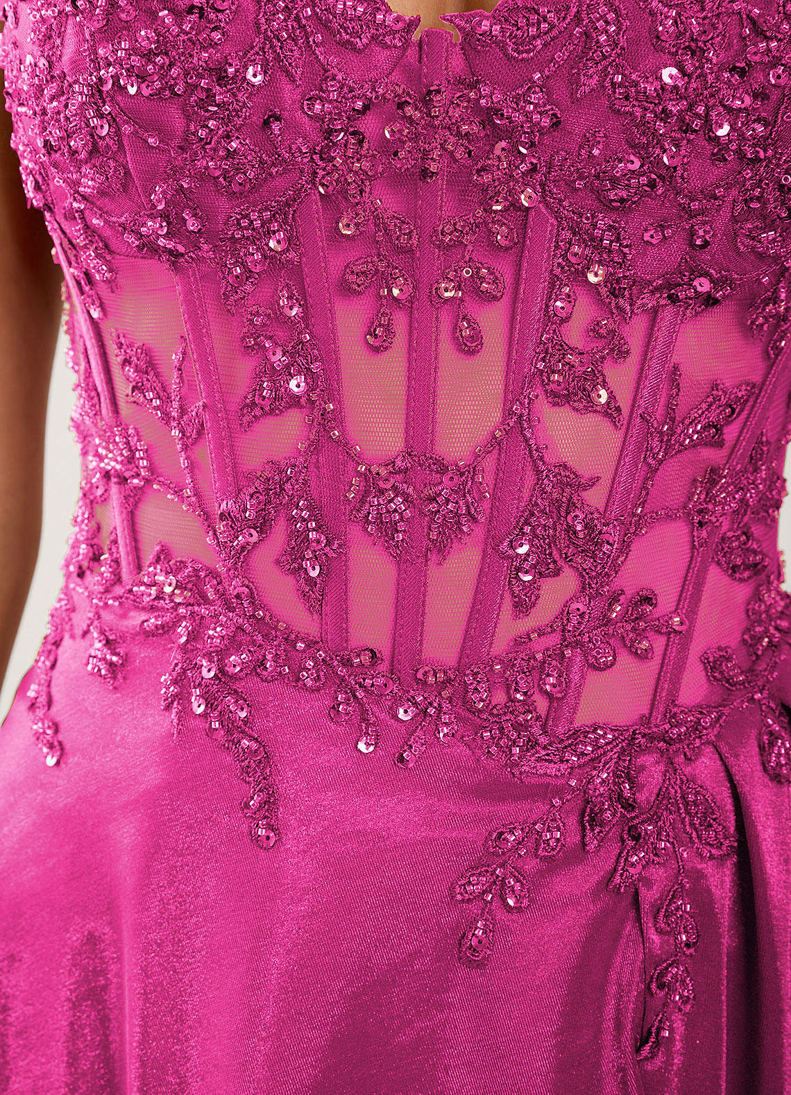 Isoldemark A-Line Sweetheart Satin Evening Dress in Rose Red