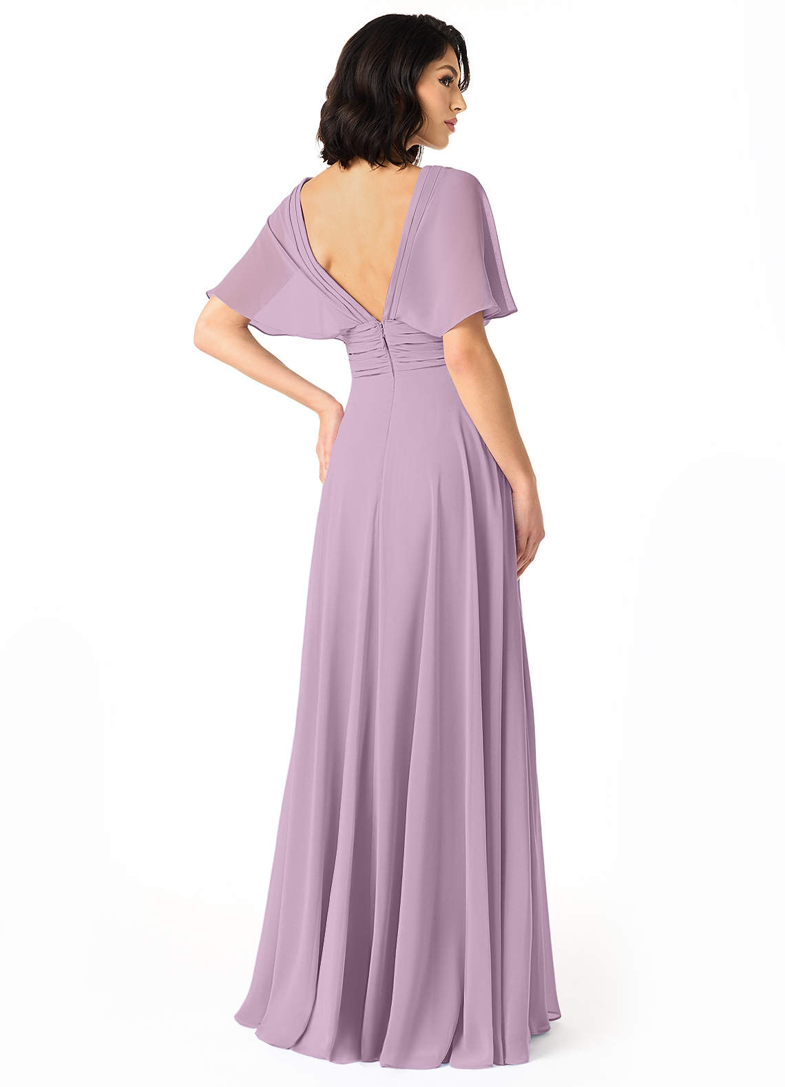 Pamela A-Line V-Neck Chiffon Bridesmaid Dress in Wisteria