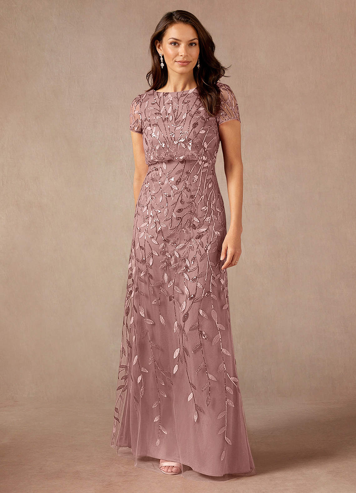Lehi A-Line Boat-Neck Sequined Tulle Mother of the Bride Dress