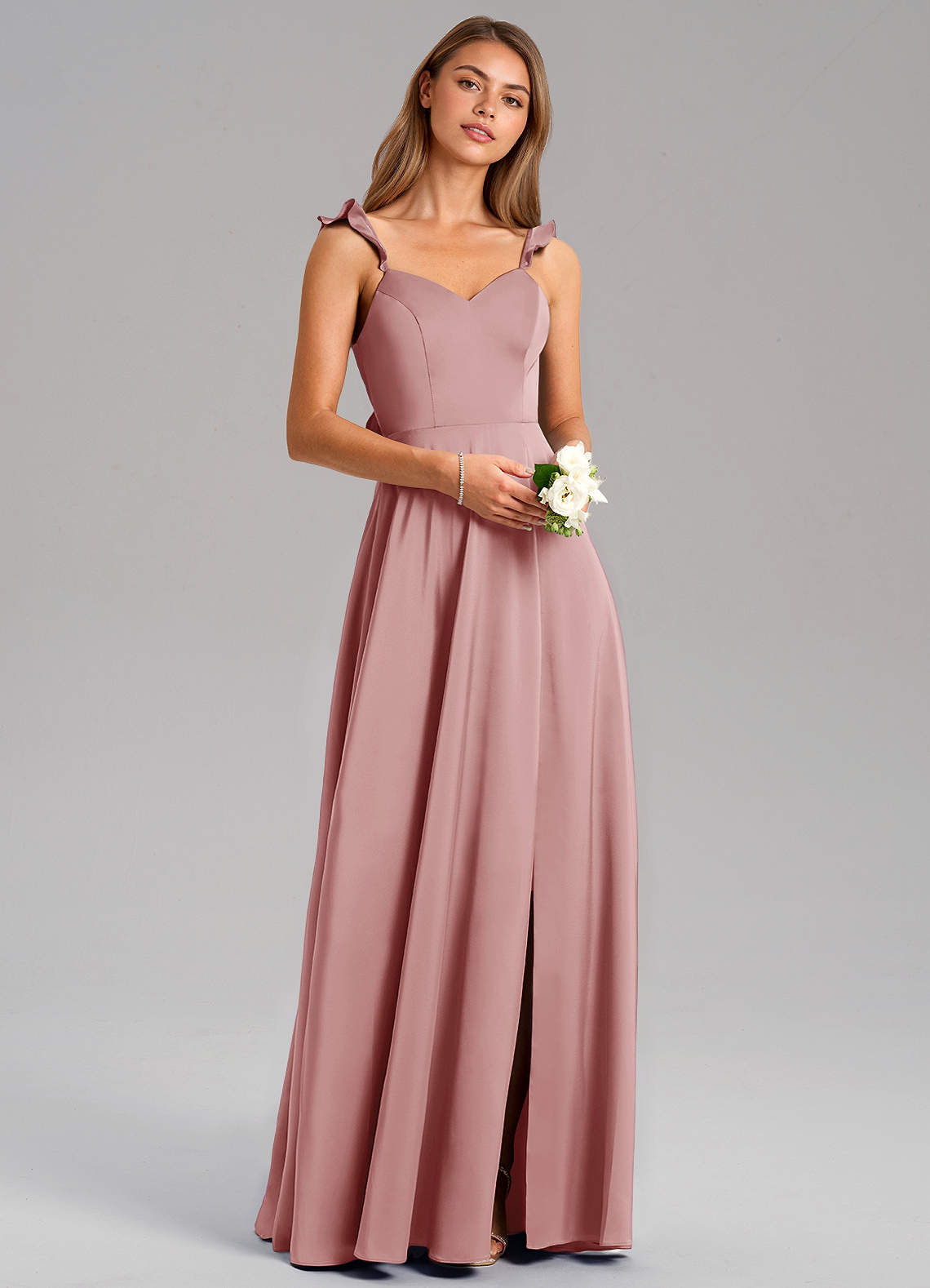 Everett A-Line V-Neck Chiffon Bridesmaid Dress in dusty rose