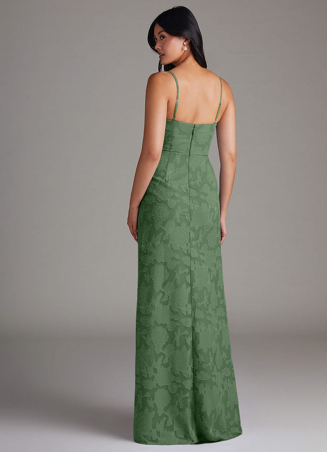 Maci Sheath V-Neck Floral Burnout Bridesmaid Dress in Eucalyptus