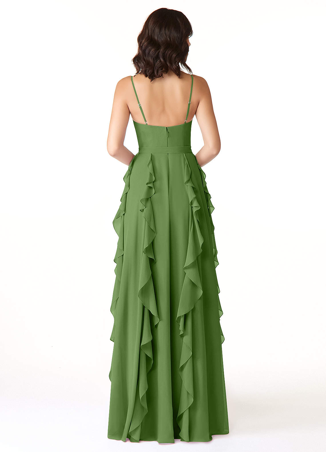 Peyton A-Line V-Neck Chiffon Bridesmaid Dress in Basil