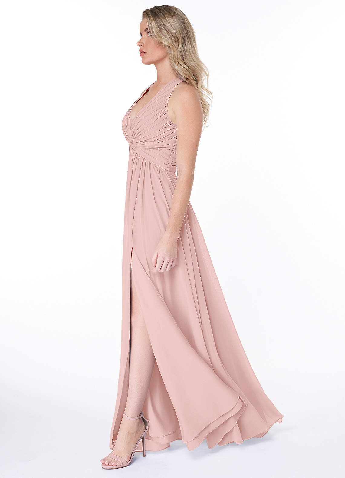 Jaclyn A-Line Halter Chiffon Bridesmaid Dress in Powder Pink