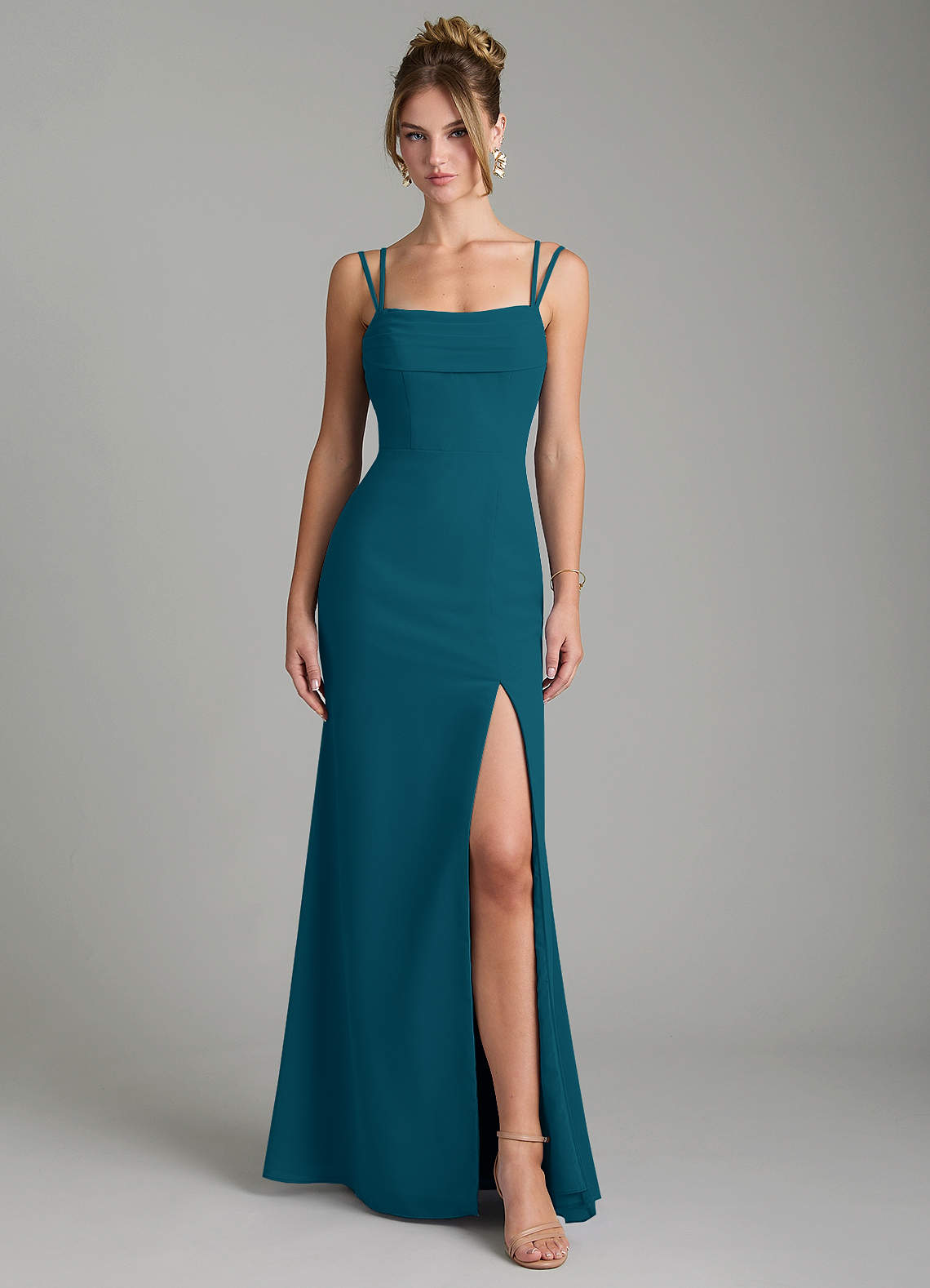 Egypt Sheath Sweetheart Chiffon Bridesmaid Dress in Ink Blue