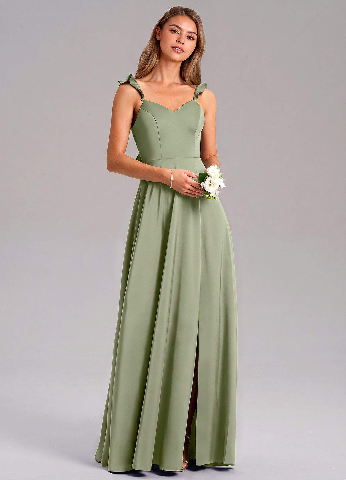 Everett A-Line V-Neck Chiffon Bridesmaid Dress in Pistachio