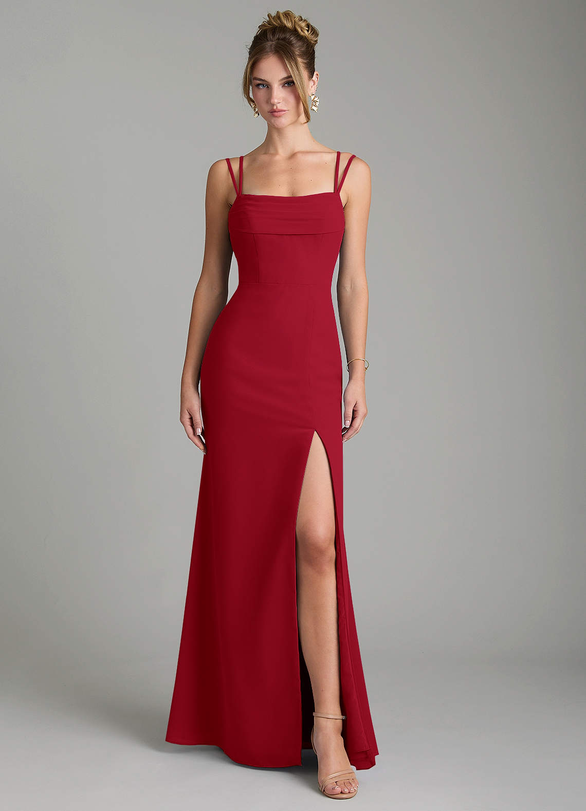 Egypt Sheath Sweetheart Chiffon Bridesmaid Dress in Scarlet
