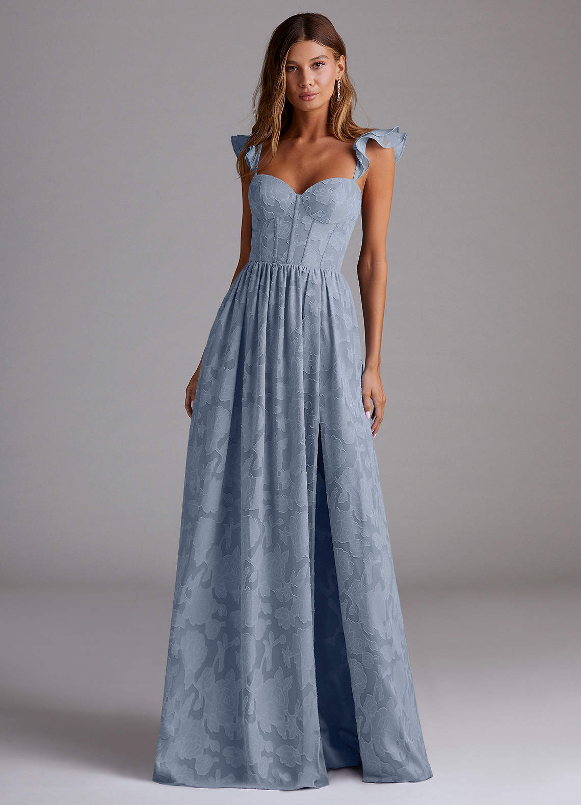 Denisse A-Line Sweetheart Floral Burnout Wedding Guest Dress in Olive