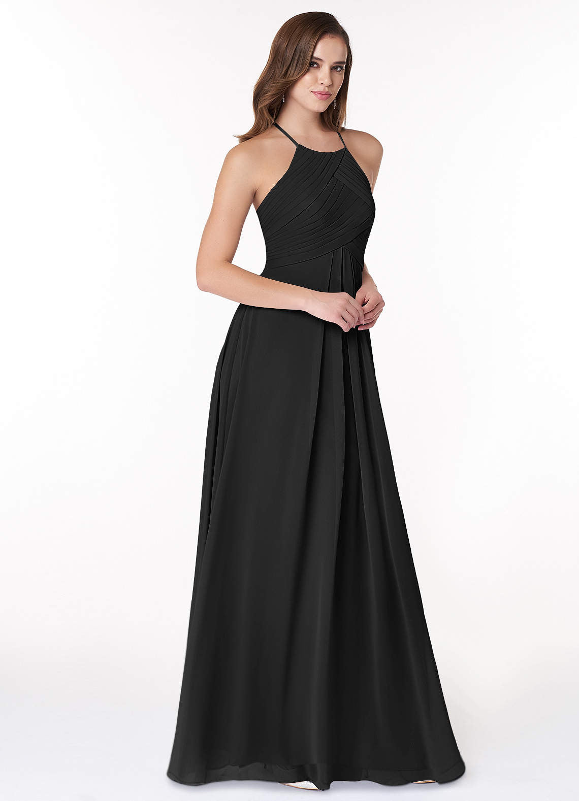 Ginger A-Line Halter Chiffon Bridesmaid Dress in black