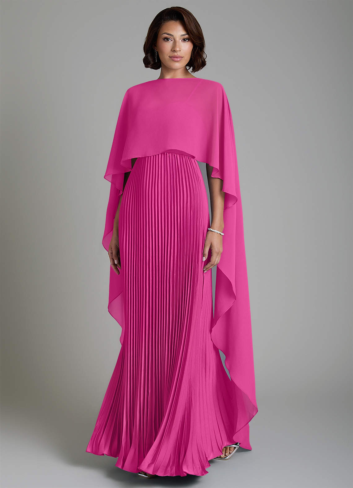 Micah A-Line Sweetheart Stretch Satin and Chiffon Bridesmaid Dress in Fuchsia