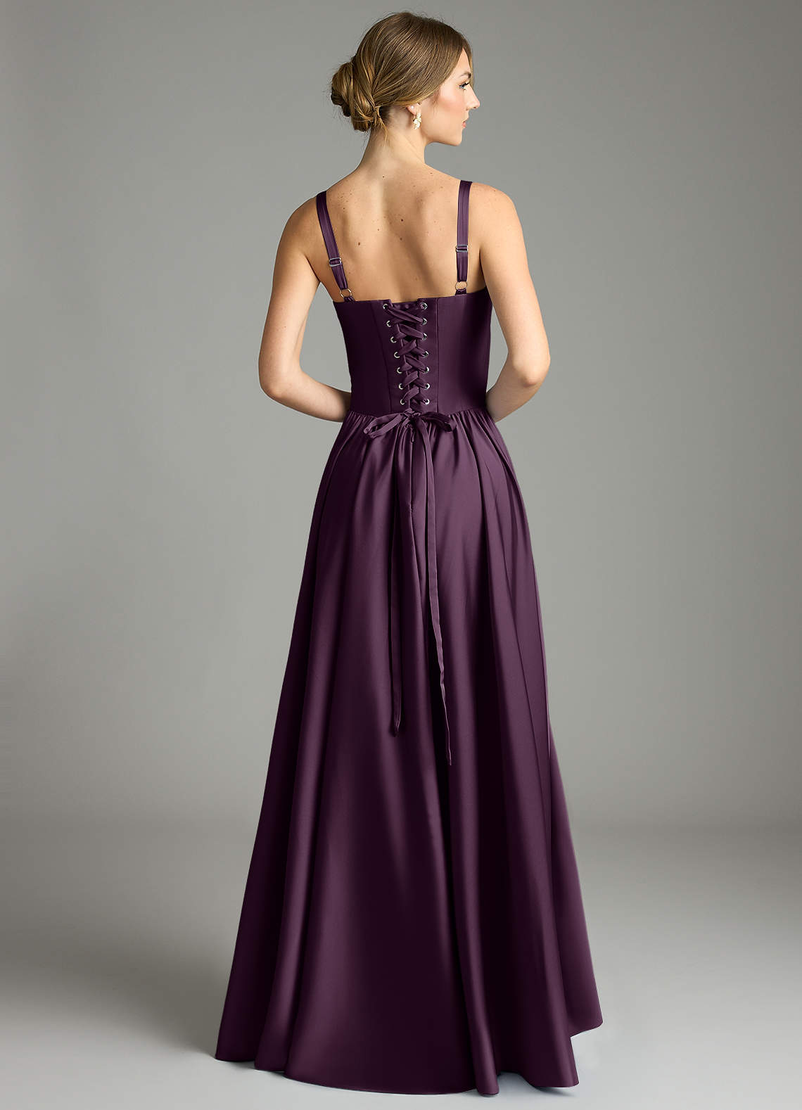 Evadina A-Line Sweetheart Stretch Satin Bridesmaid Dress in Plum