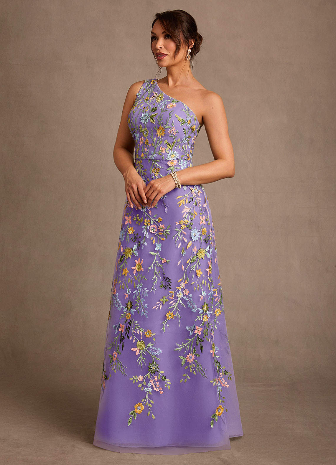 Bertie A-Line One-Shoulder Lace Mother of the Bride Dress in Tahiti