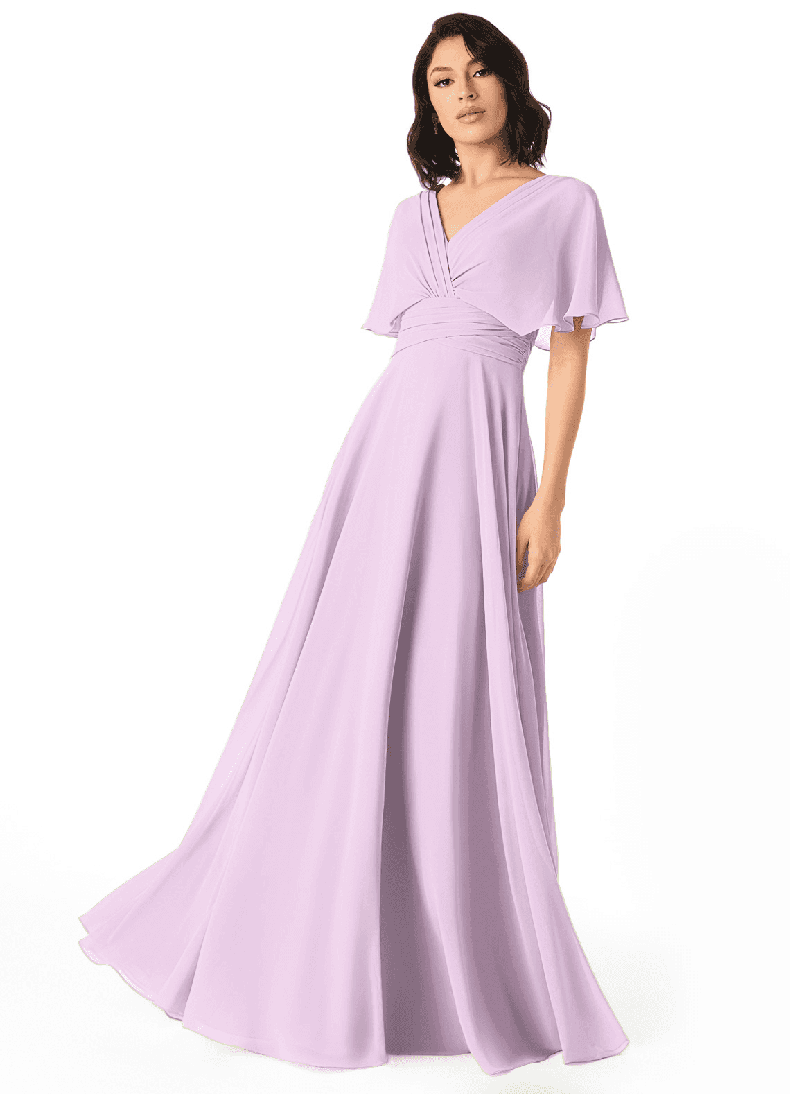 Pamela A-Line V-Neck Chiffon Bridesmaid Dress in Frosted Lilac