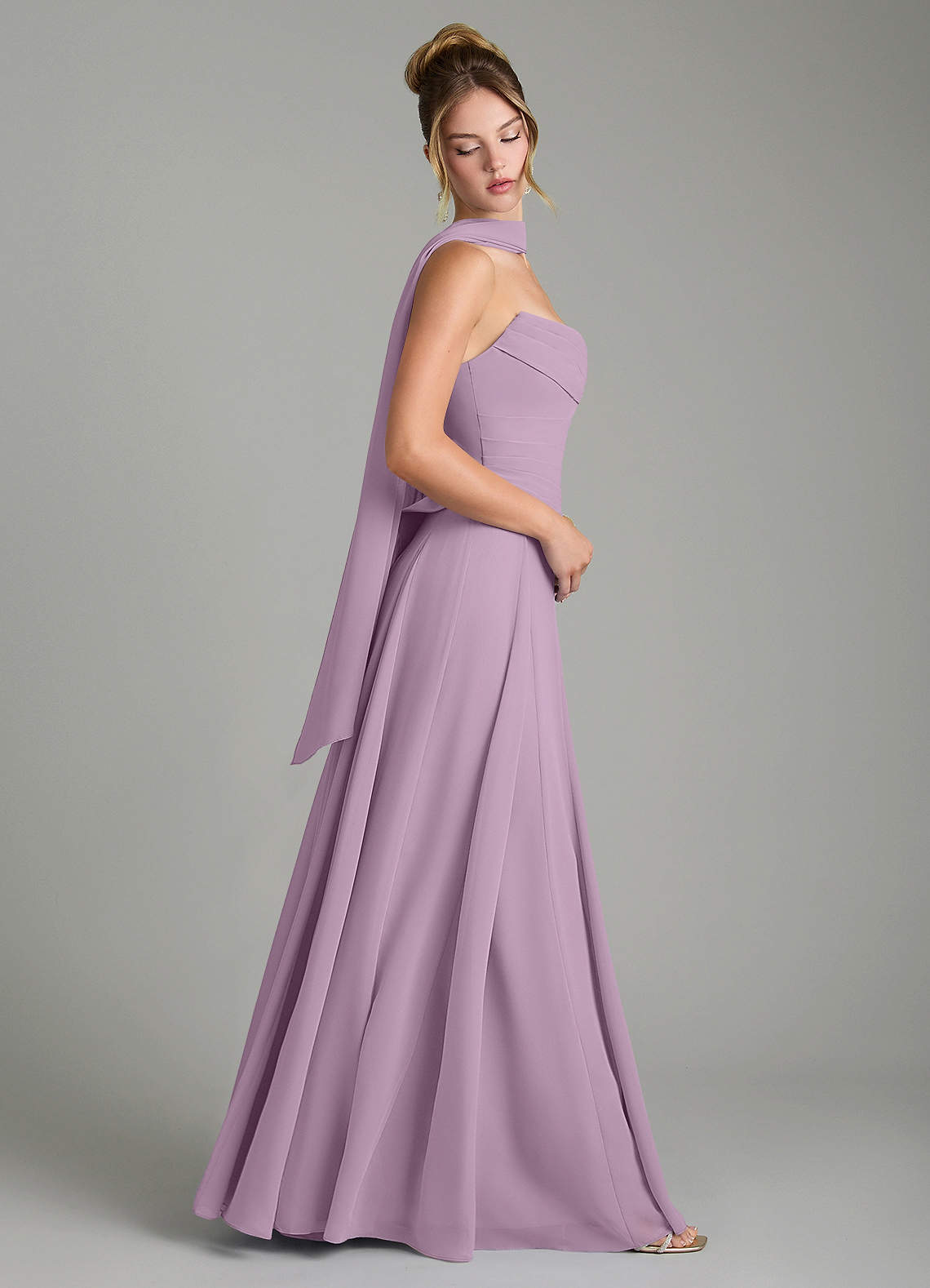 Gabriela A-Line Cowl-Neck Chiffon Bridesmaid Dress in Wisteria