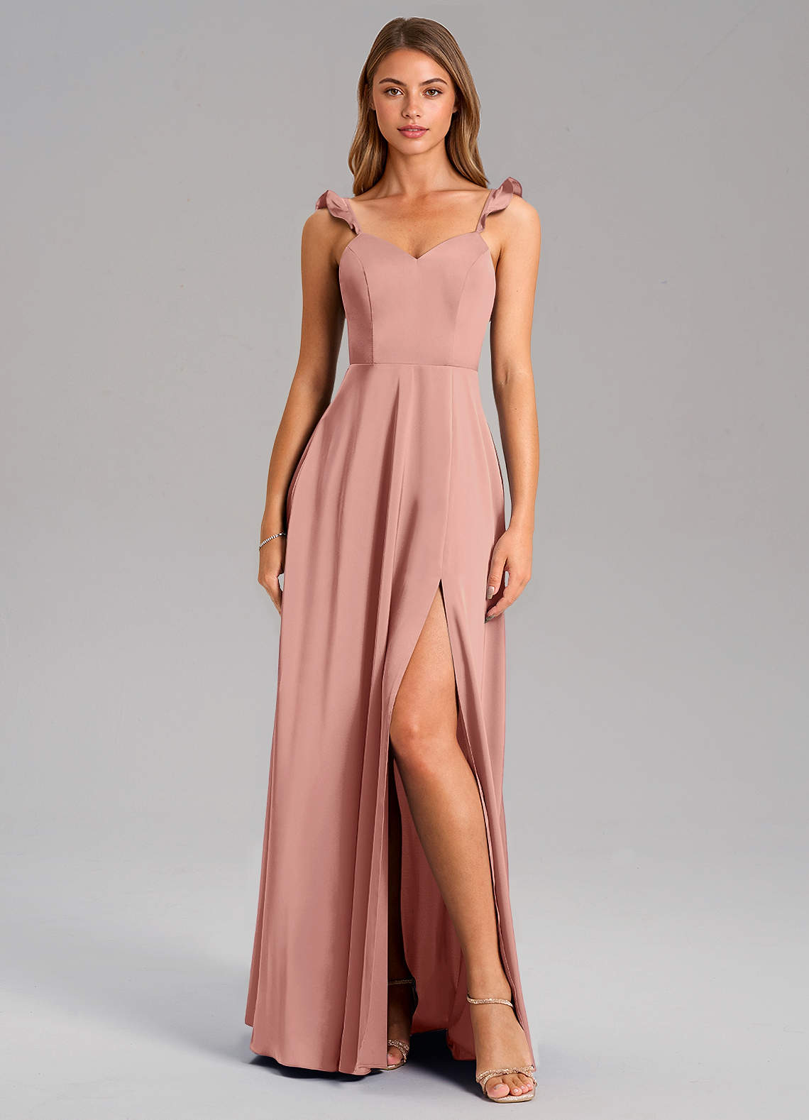 Everett A-Line V-Neck Chiffon Bridesmaid Dress in Rosette