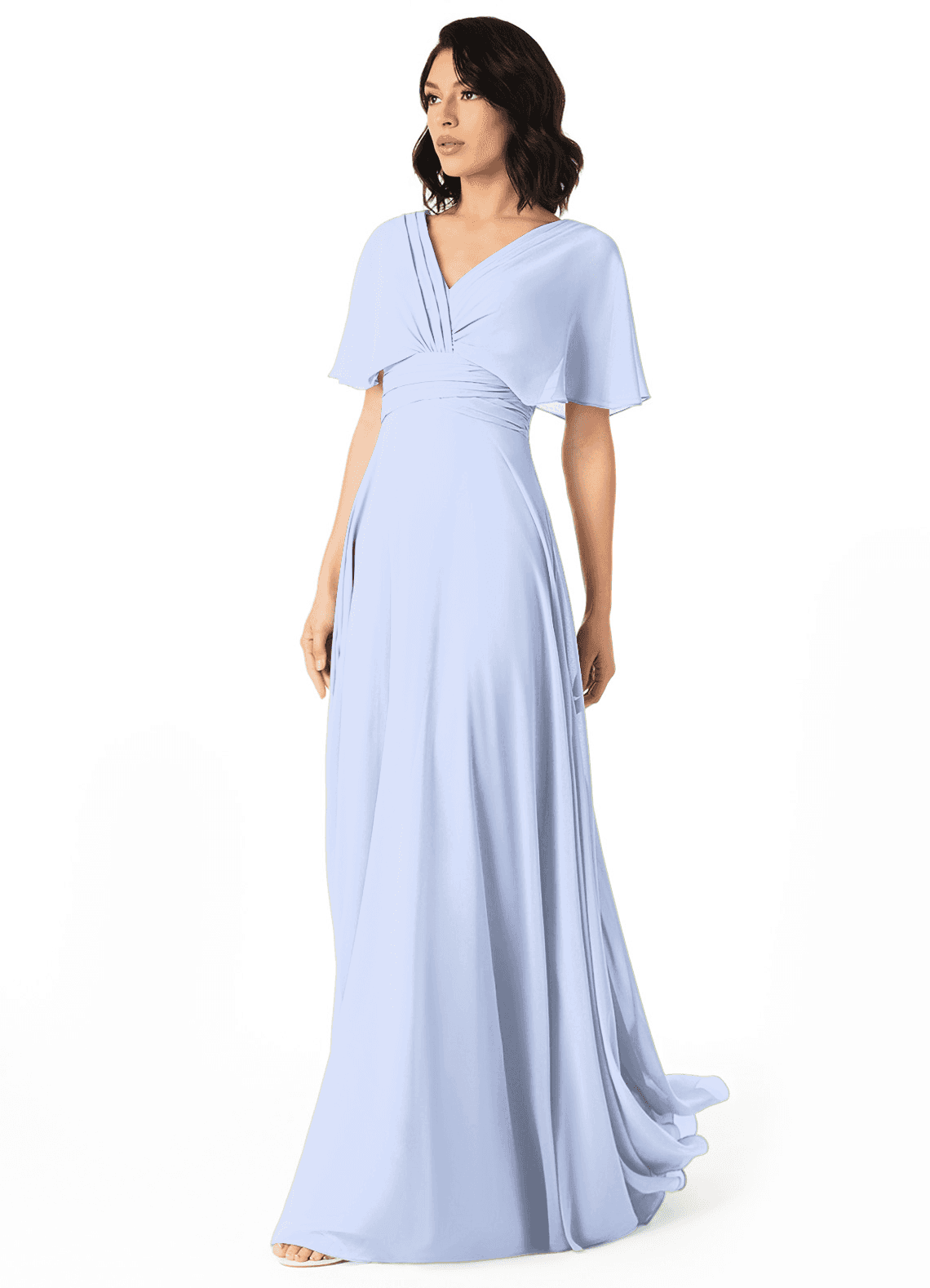 Pamela A-Line V-Neck Chiffon Bridesmaid Dress in Ice