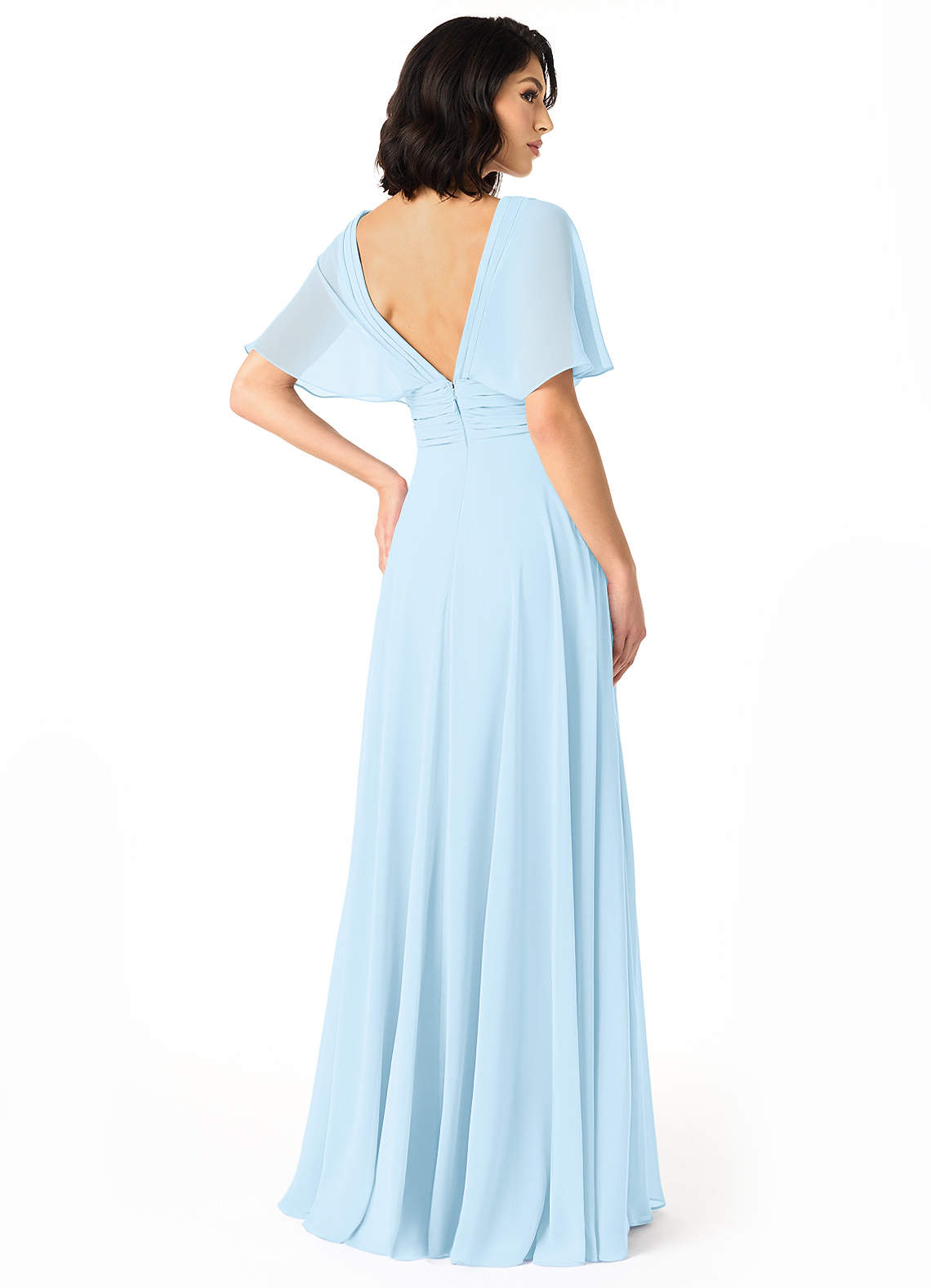 Pamela A-Line V-Neck Chiffon Bridesmaid Dress in Sky Blue