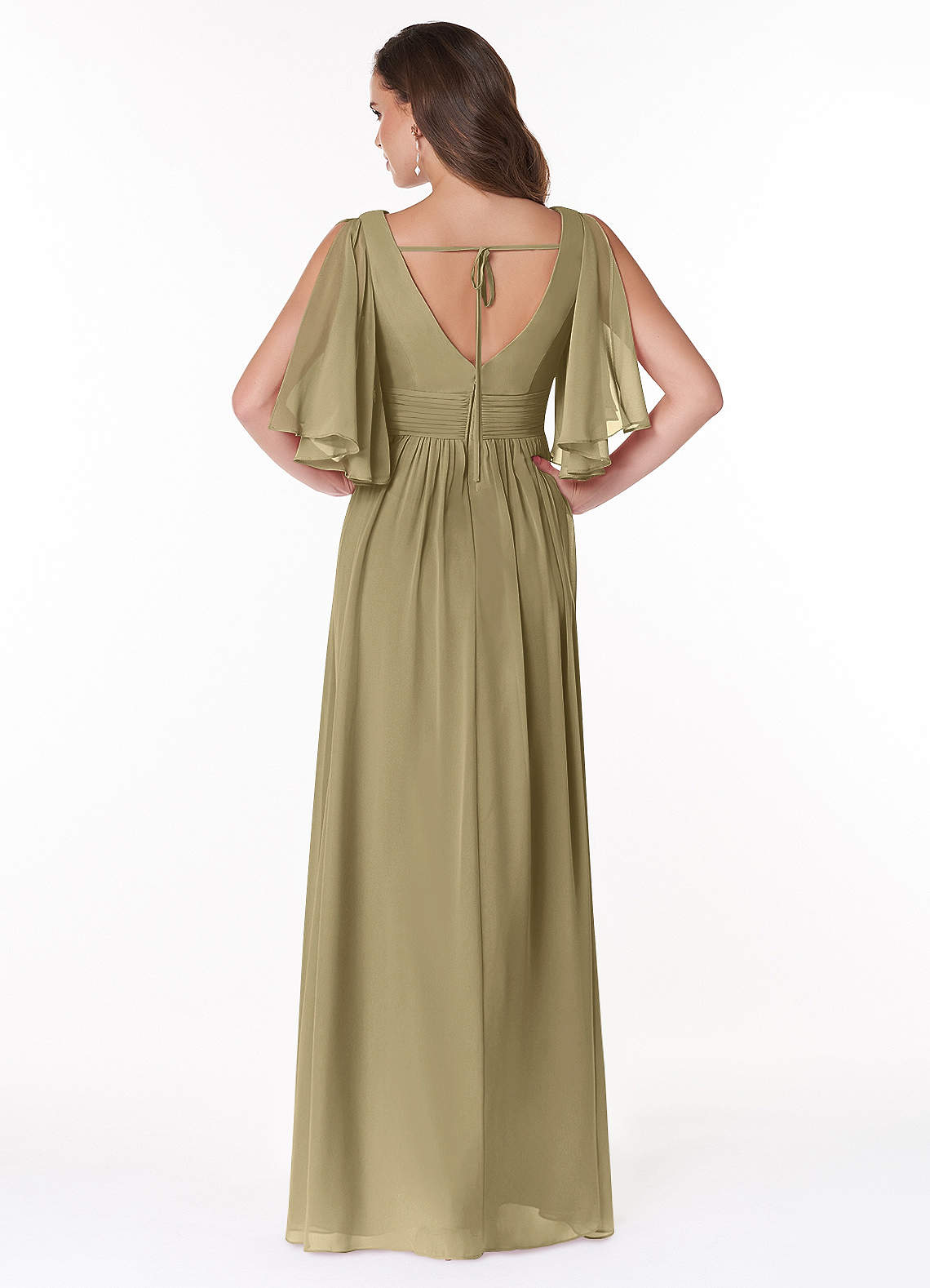 Temeka A-Line V-Neck Chiffon Bridesmaid Dress in Moss Green