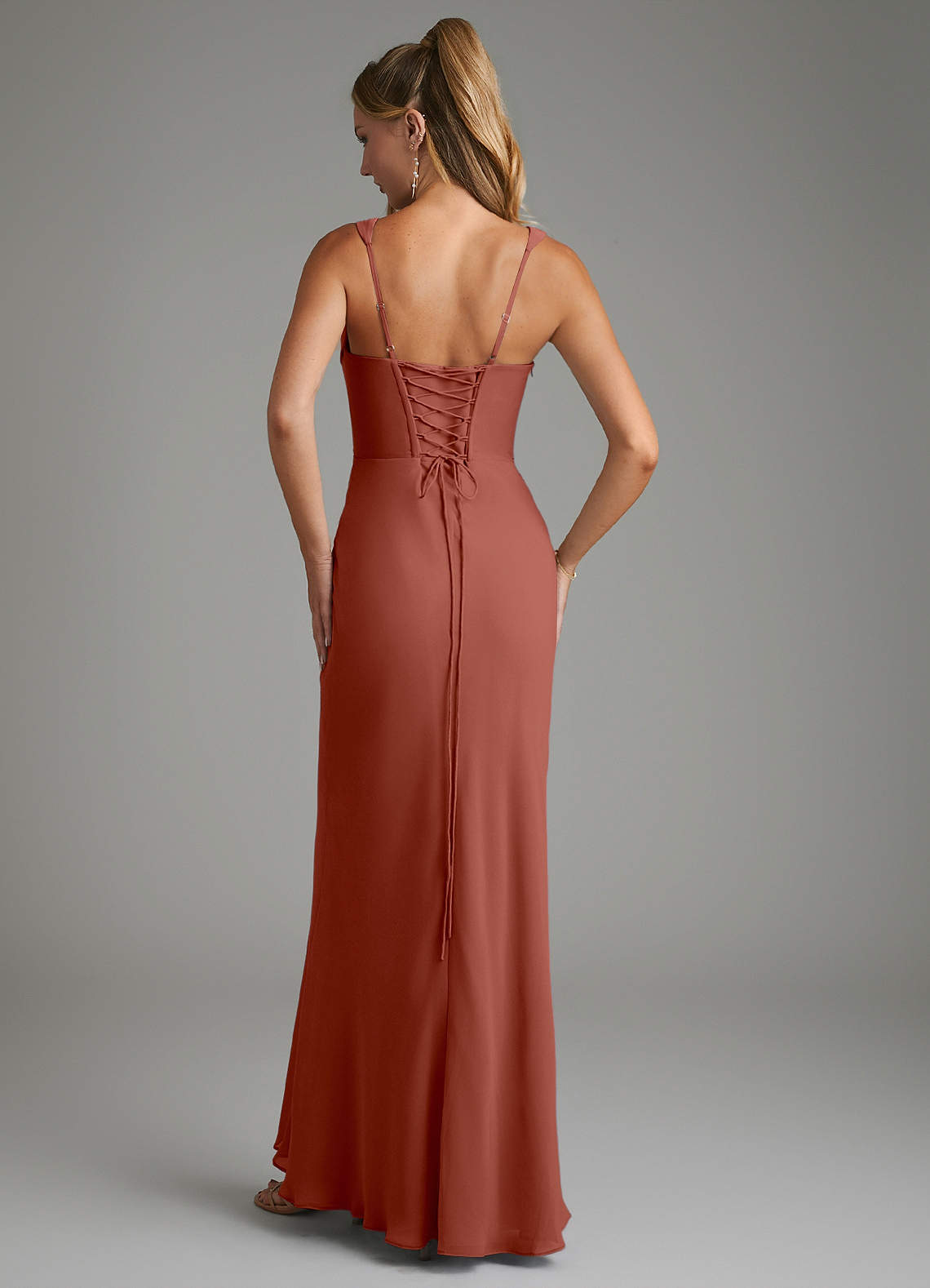 Asa Sheath Square-Neck Chiffon Bridesmaid Dress in Auburn
