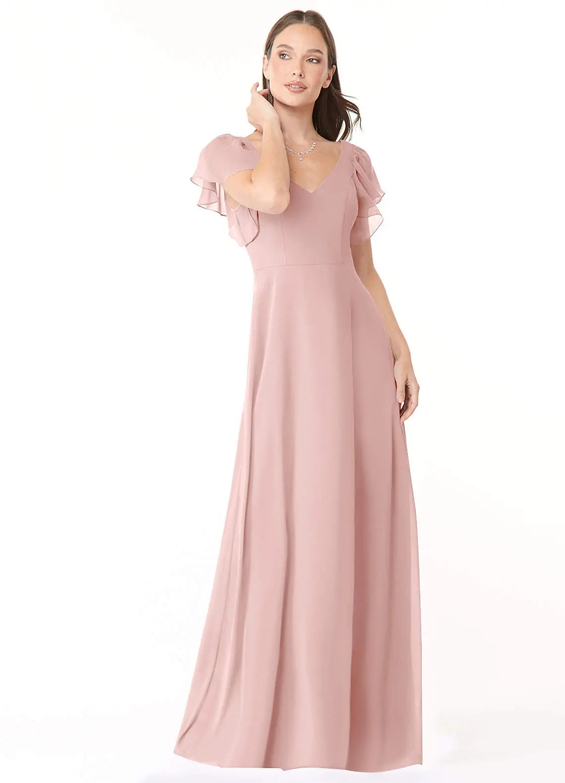 Syenna A-Line V-Neck Chiffon Bridesmaid Dress in dusty rose