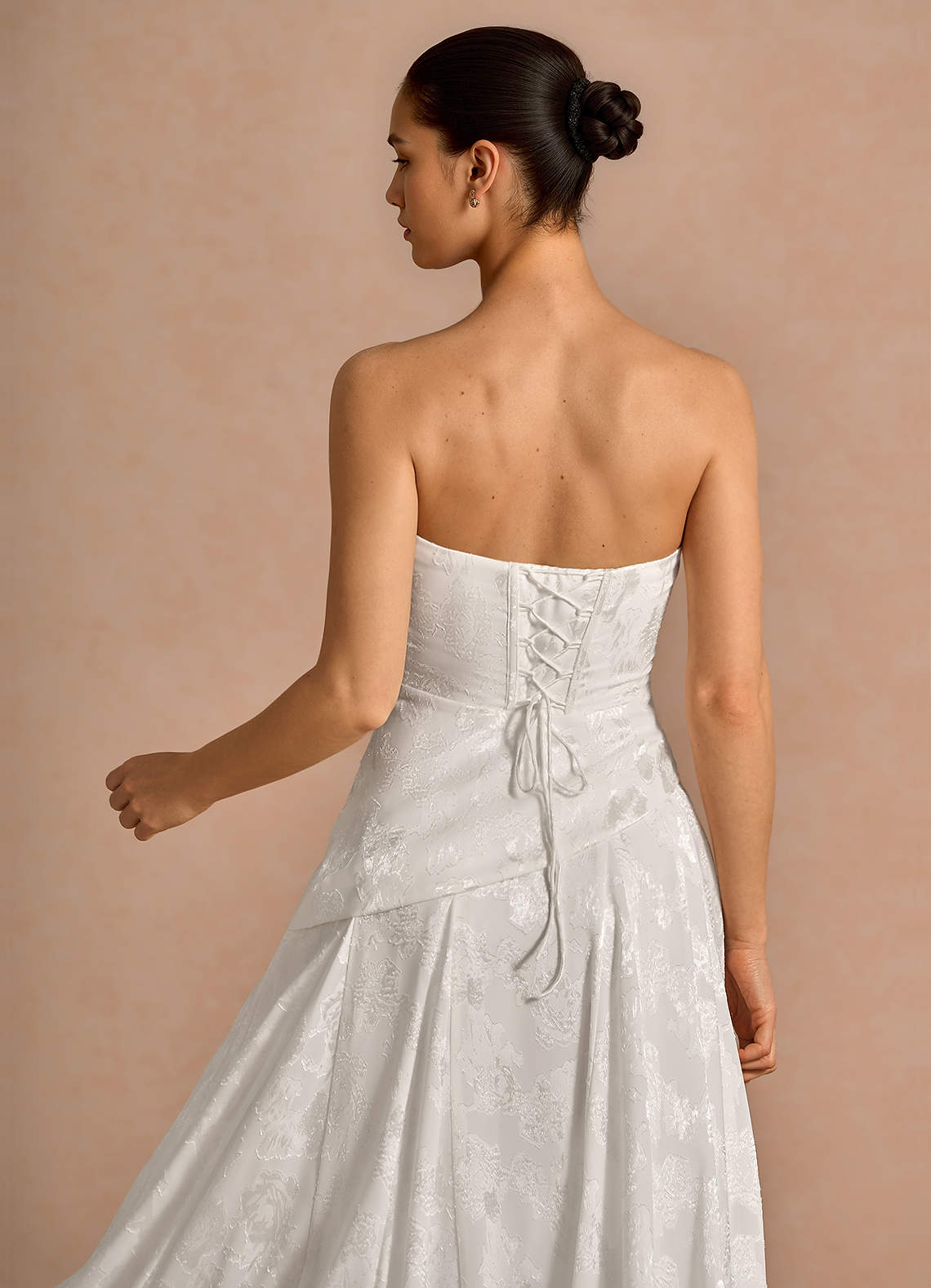 Gabriela A-Line Corset Fil Coupé Wedding Guest Dress in White