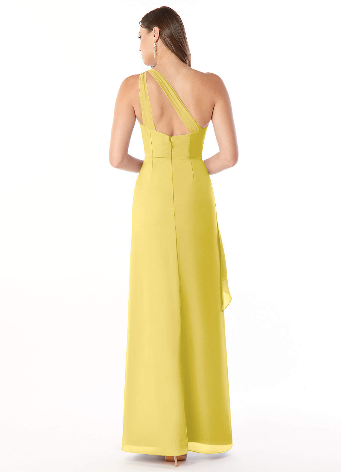 Maive Sheath One-Shoulder Chiffon Bridesmaid Dress in Canary