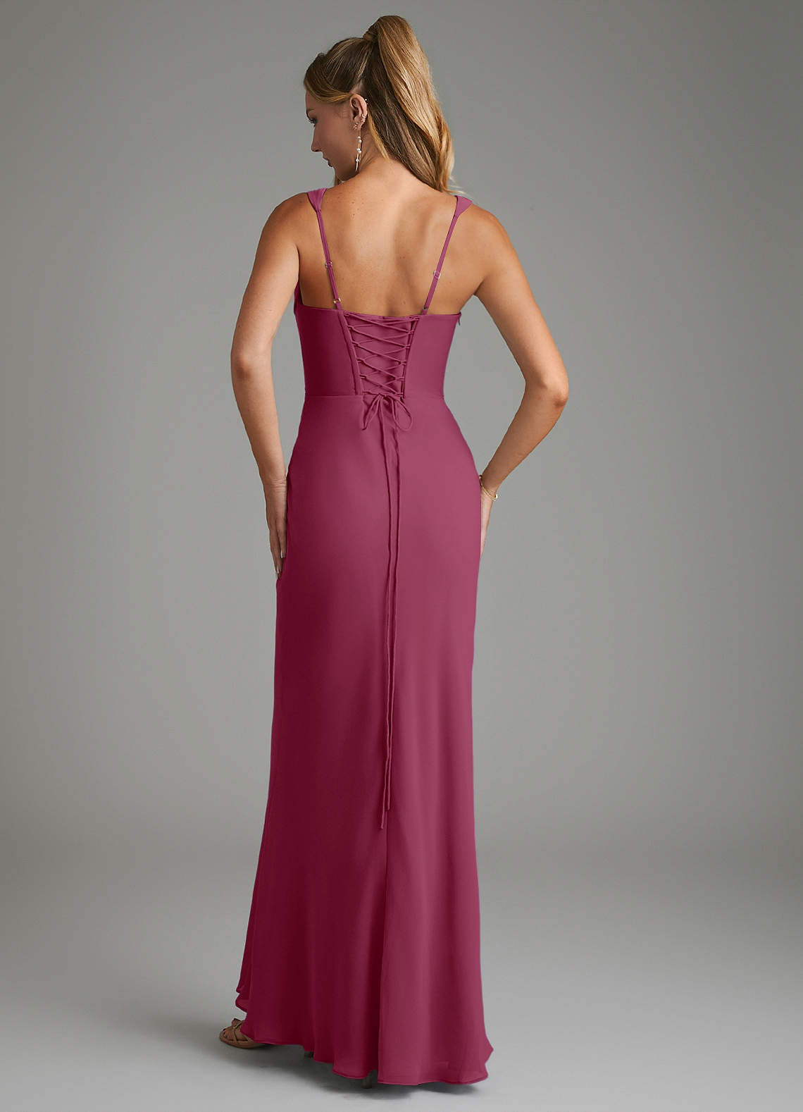 Asa Sheath Square-Neck Chiffon Bridesmaid Dress in Mulberry