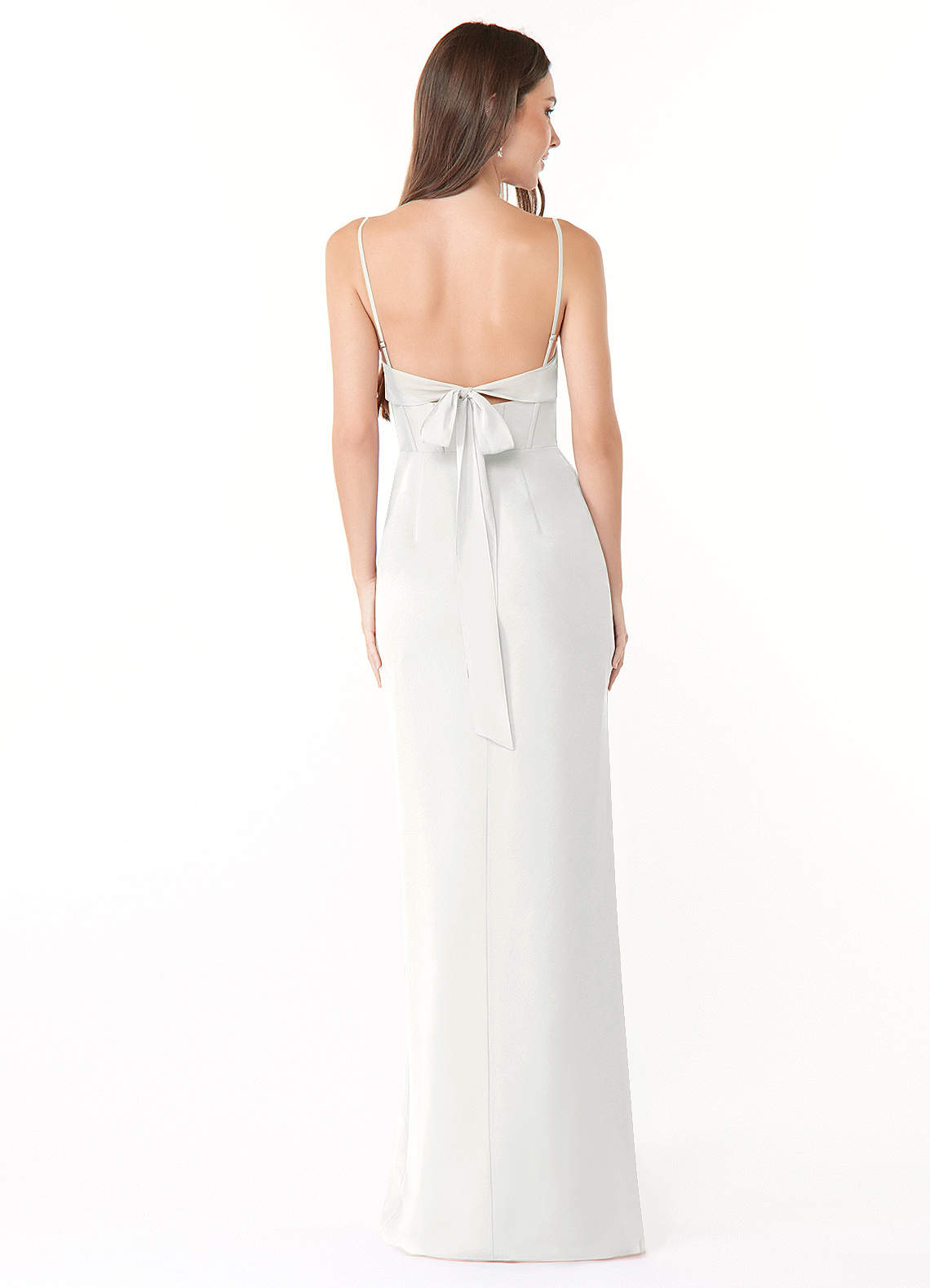 Mai Sheath Cowl-Neck Chiffon Bridesmaid Dress in white