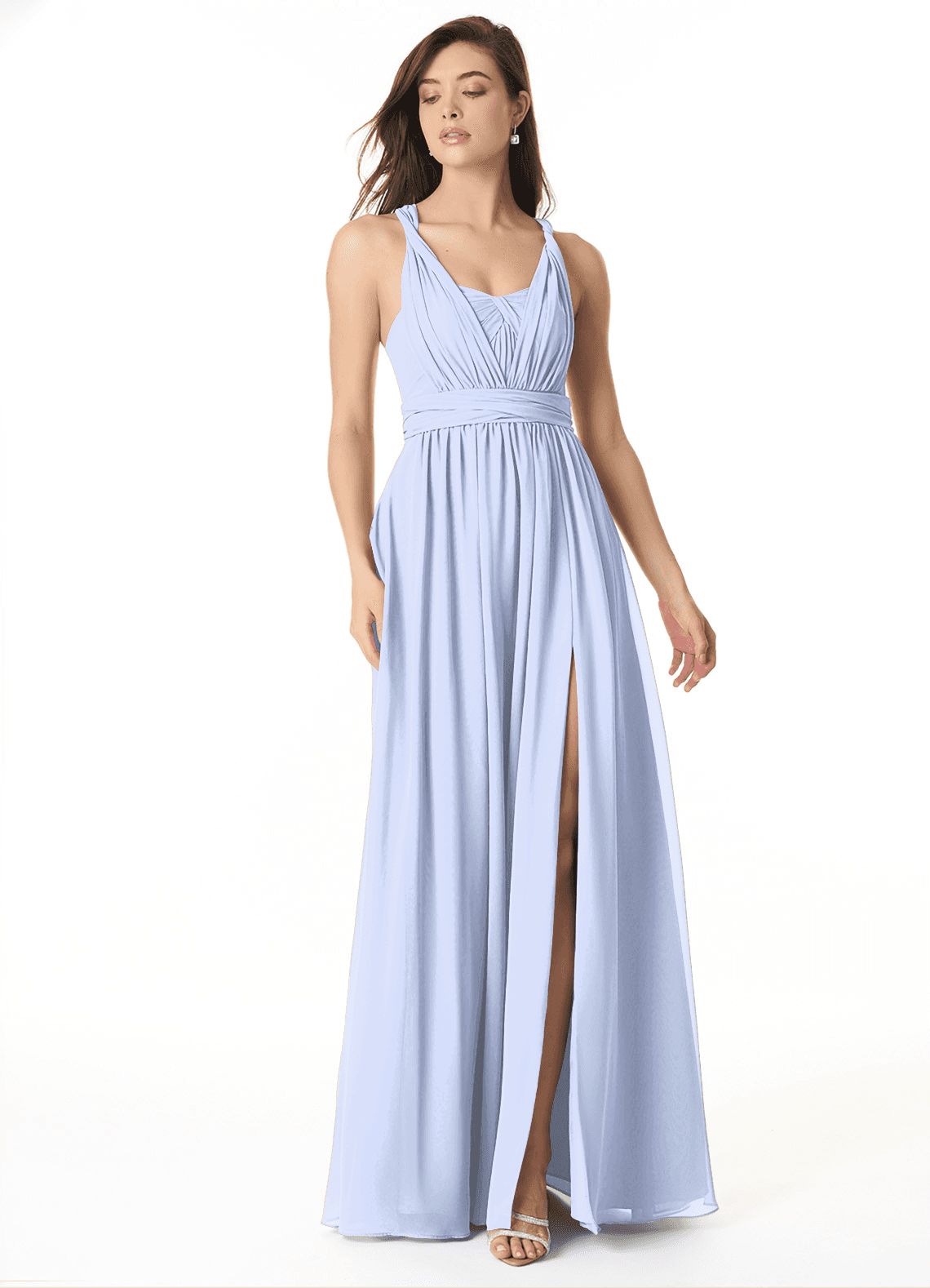 Olani A-Line V-Neck Chiffon Bridesmaid Dress in Ice