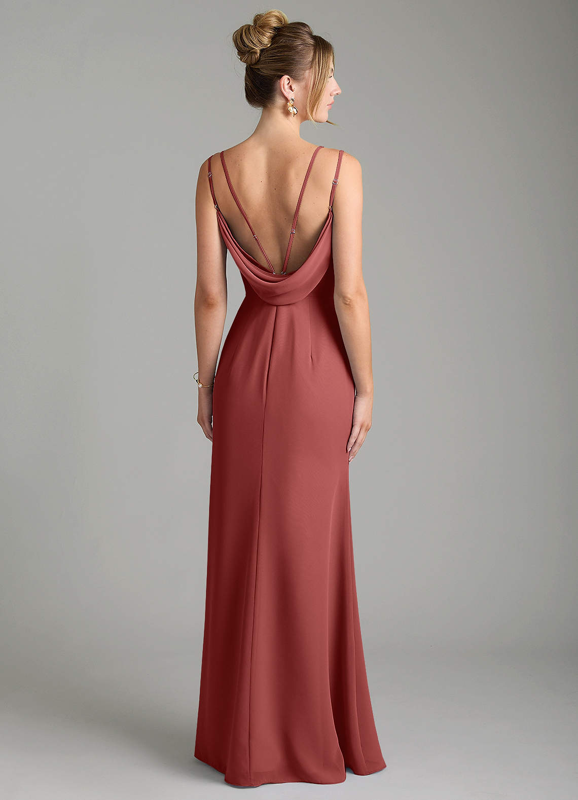 Egypt Sheath Sweetheart Chiffon Bridesmaid Dress in Terracotta
