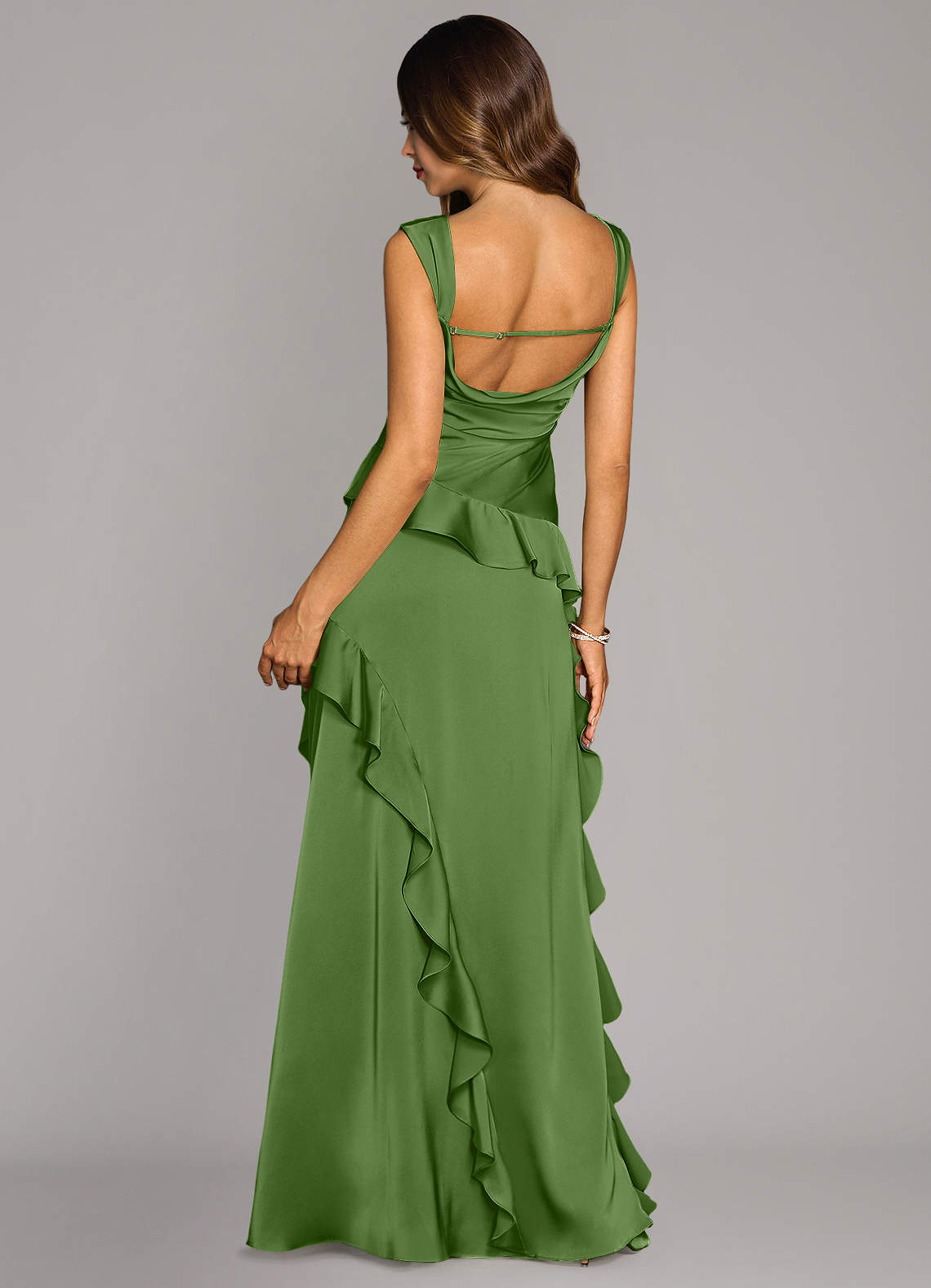 Sloane A-Line Sweetheart Stretch Satin Bridesmaid Dress in Basil