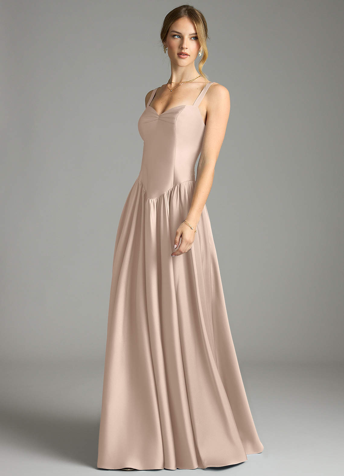Evadina A-Line Sweetheart Stretch Satin Bridesmaid Dress in English Rose