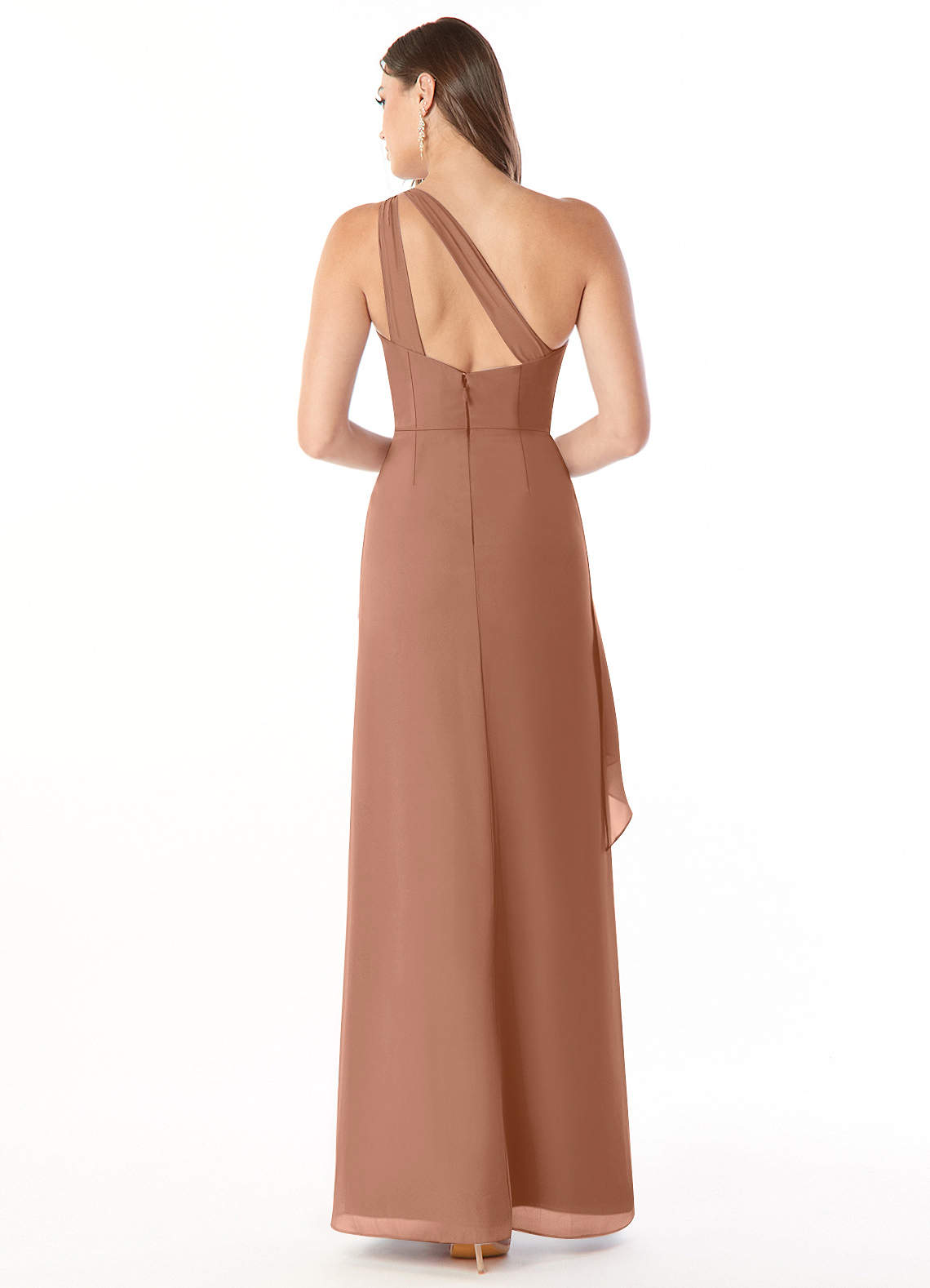 Maive Sheath One-Shoulder Chiffon Bridesmaid Dress in Bronzer