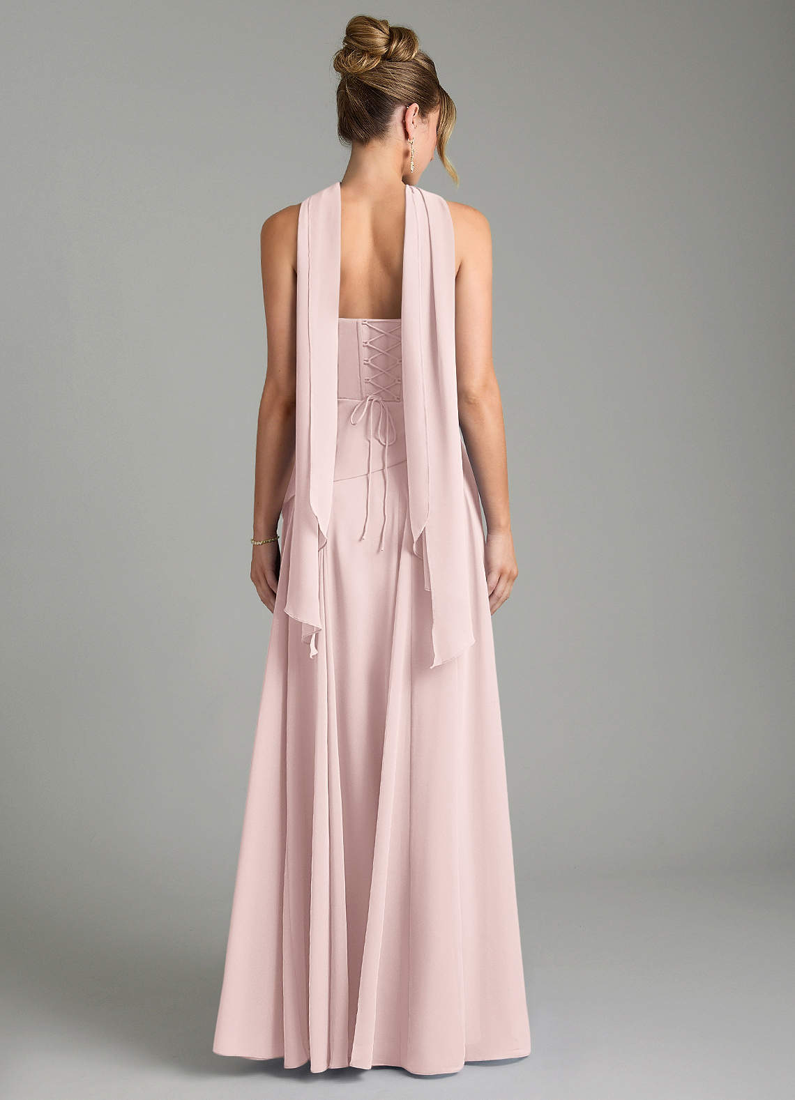 Gabriela A-Line Cowl-Neck Chiffon Bridesmaid Dress in Blushing Pink