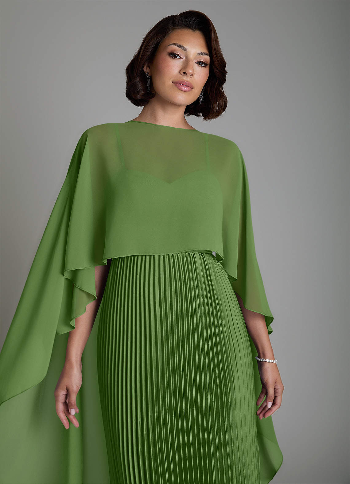Micah A-Line Sweetheart Stretch Satin and Chiffon Bridesmaid Dress in Basil