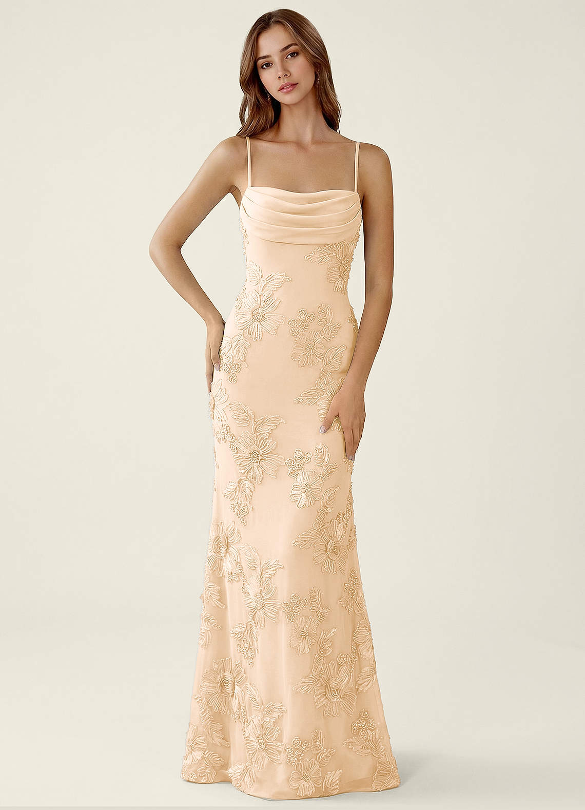 Bellatrix Mermaid Spaghetti-Strap Stretch Lace Evening Dress in Sky Blue