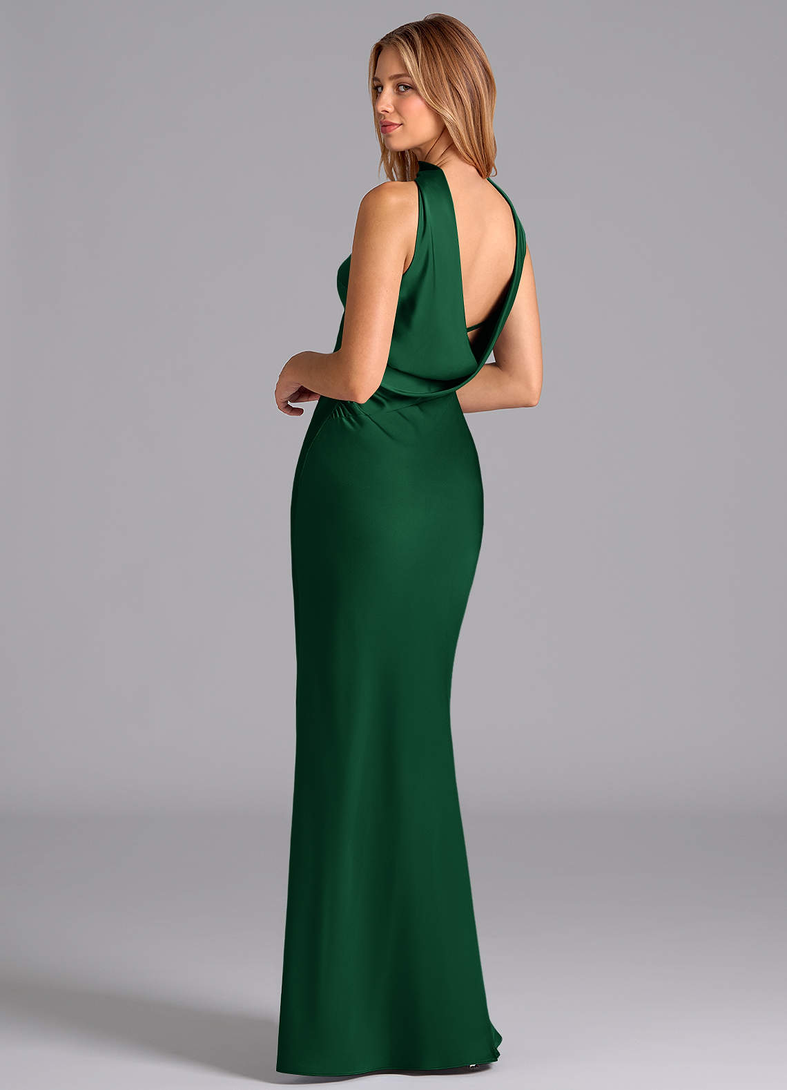 Lusinda Mermaid Strapless Stretch Satin Bridesmaid Dress in Dark Green