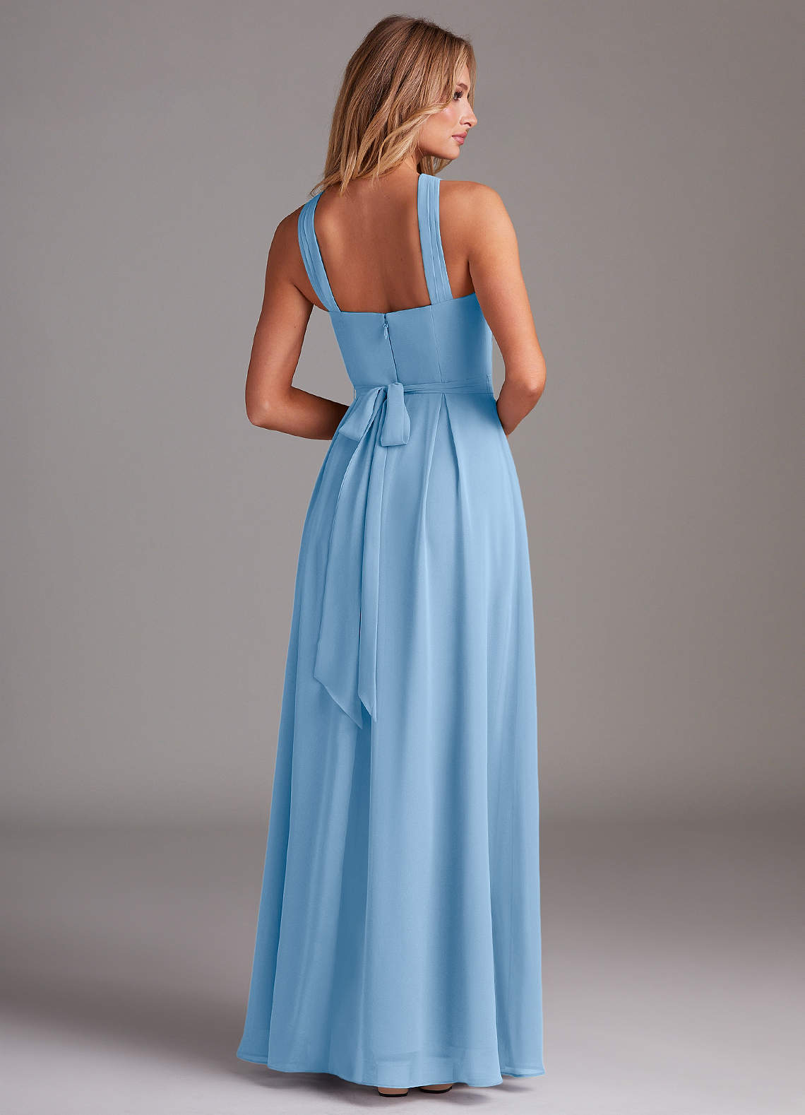 Dixie A-Line Halter Chiffon Bridesmaid Dress in Powder Blue