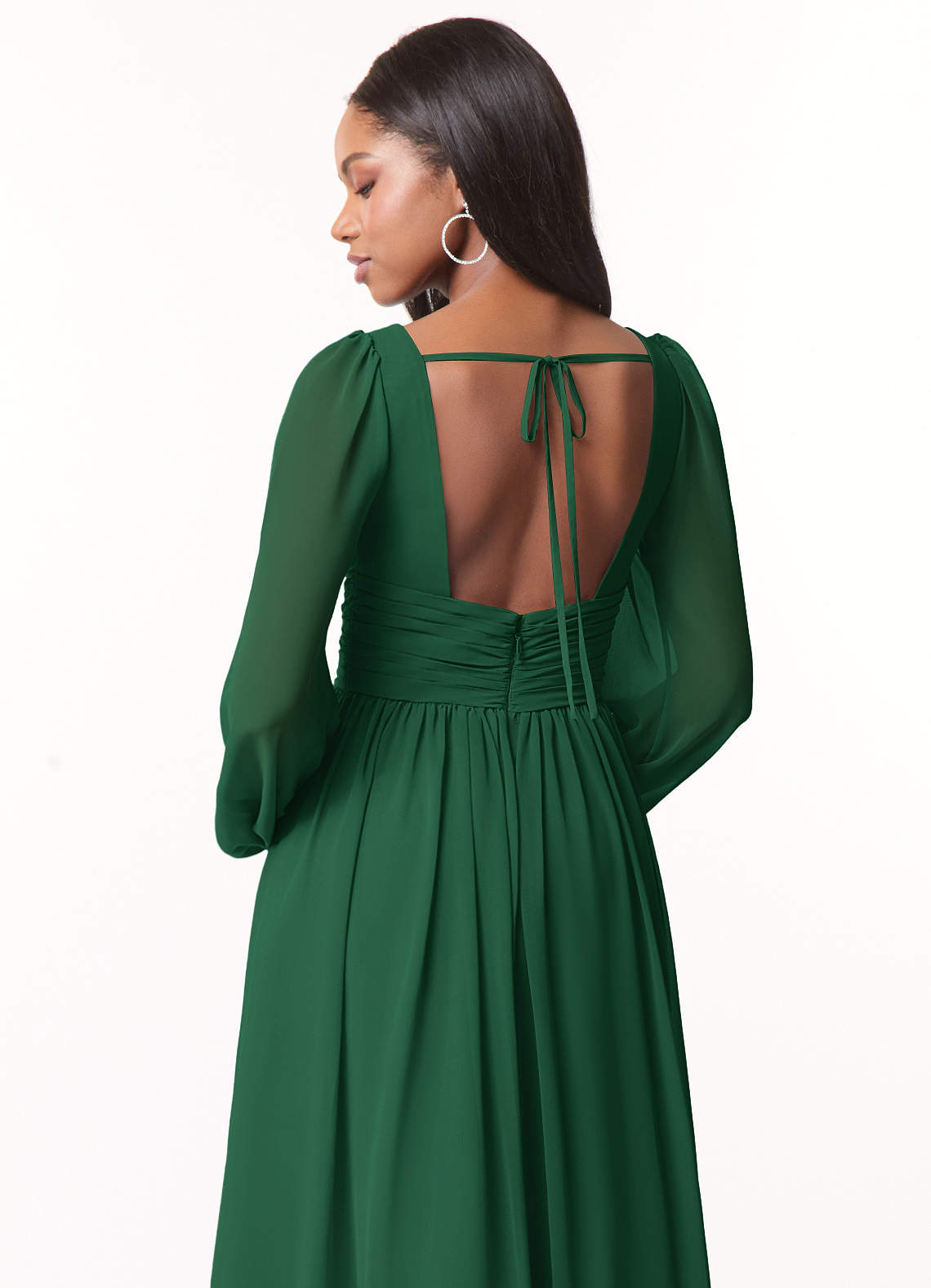 Norah A-Line V-Neck Chiffon Bridesmaid Dress in Dark Green