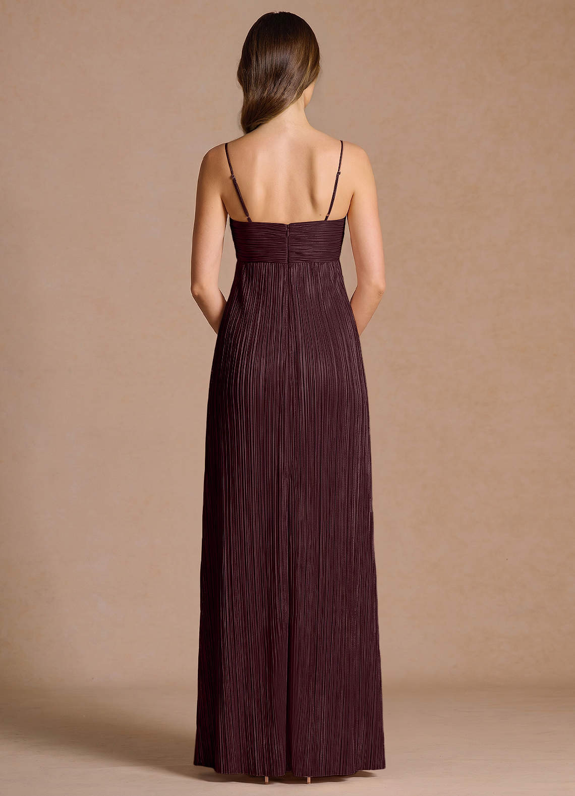 Emmeline A-Line V-Neck Floral Burnout Evening Dress in Maroon Red
