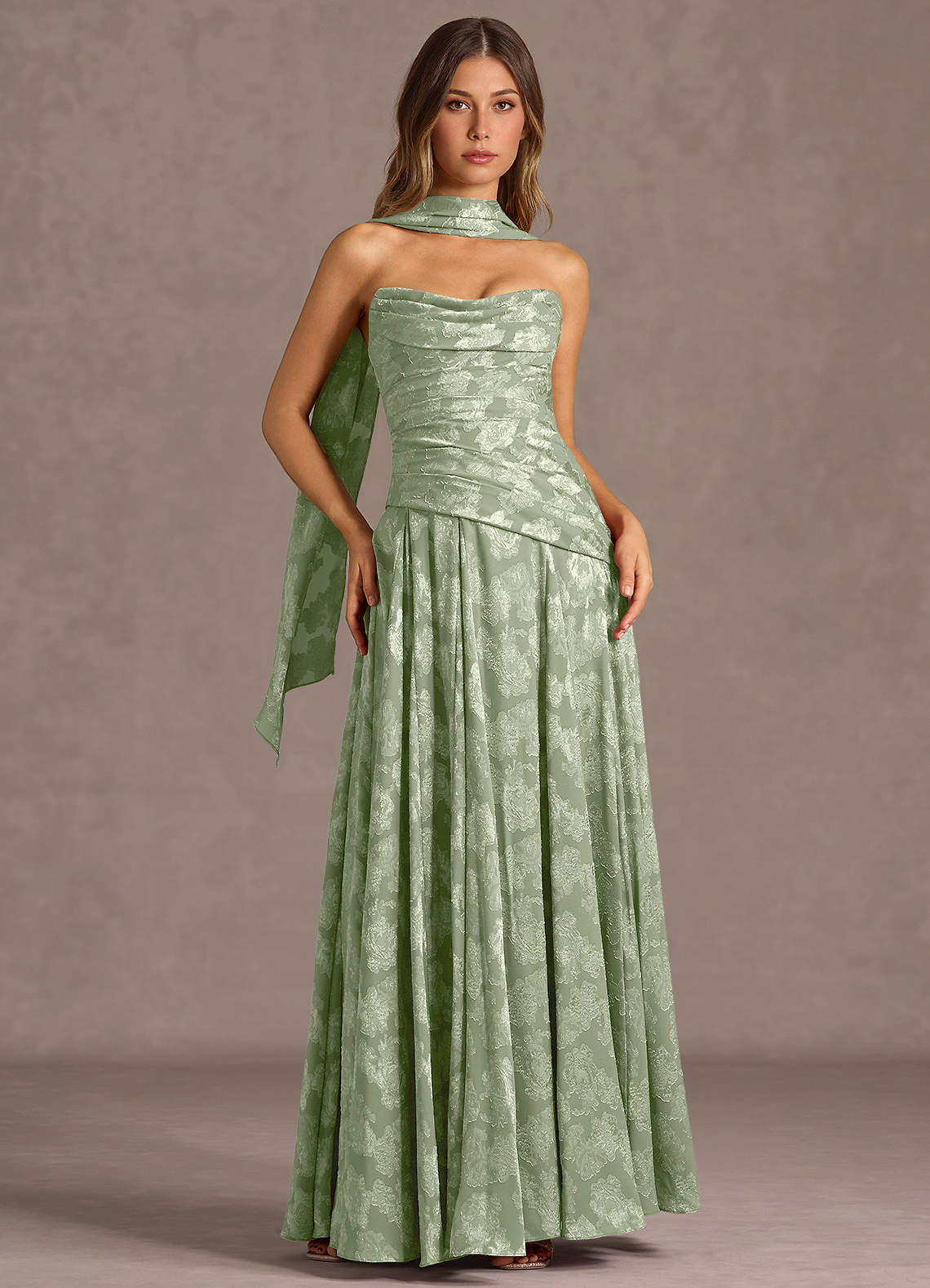 Gabriela A-Line Corset Fil Coupé Wedding Guest Dress in Light Green