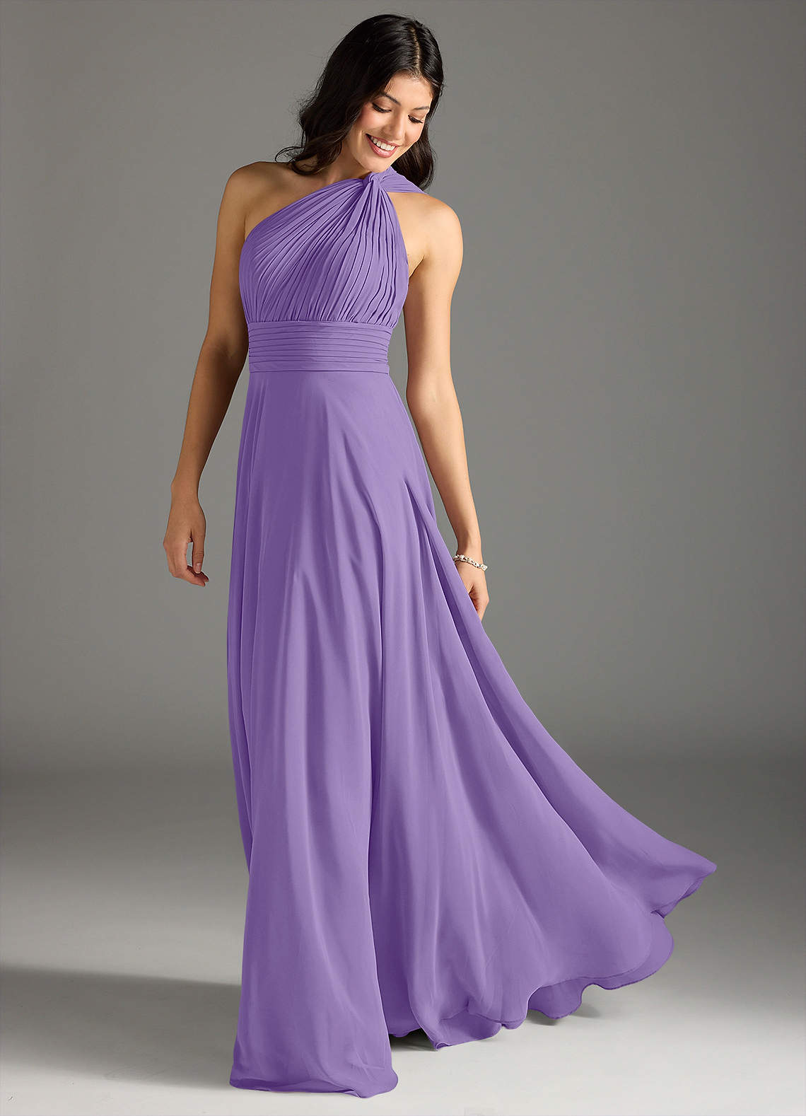 Charlize A-Line One-Shoulder Chiffon Bridesmaid Dress in Tahiti