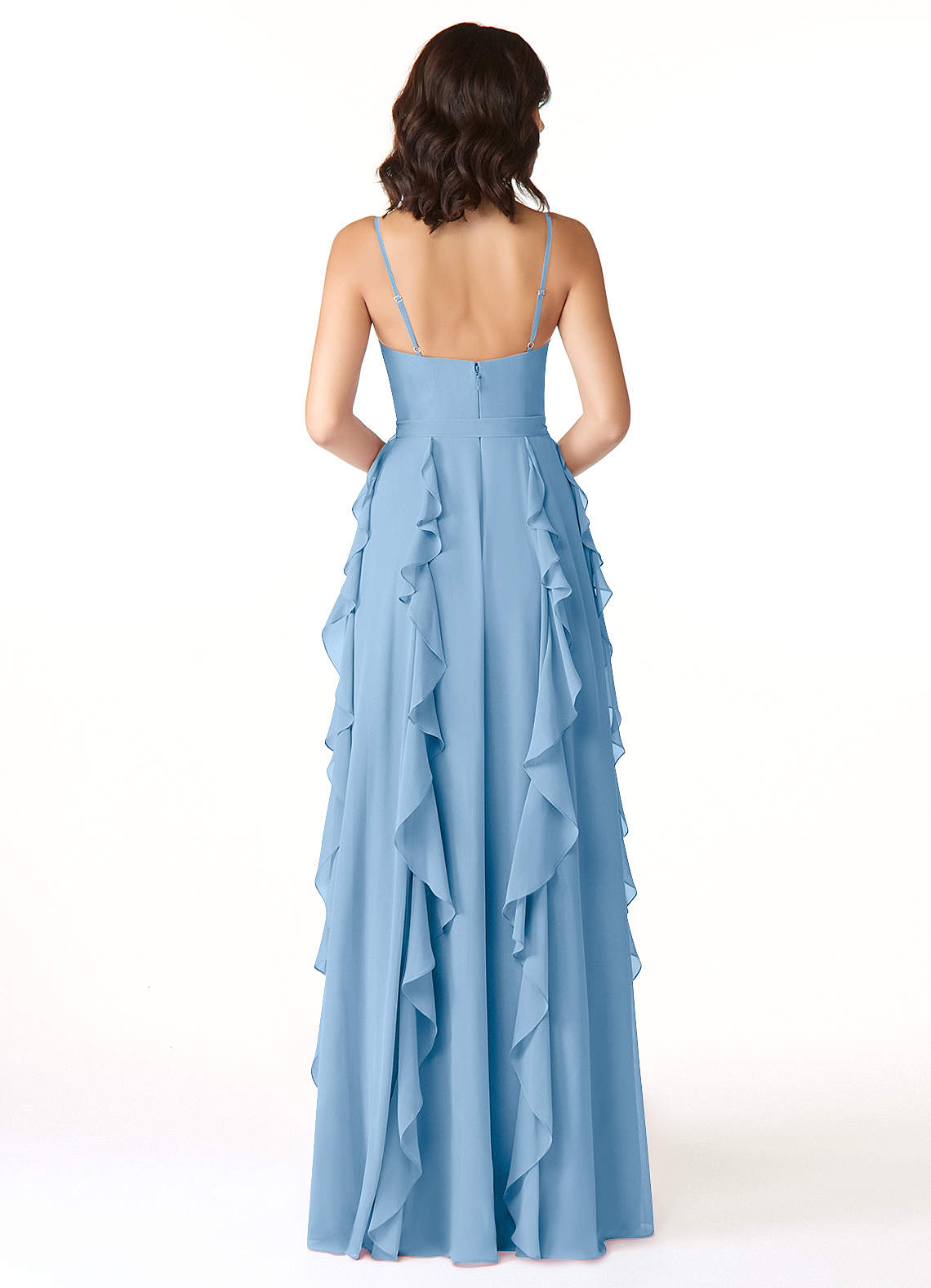 Peyton A-Line V-Neck Chiffon Bridesmaid Dress in Powder Blue